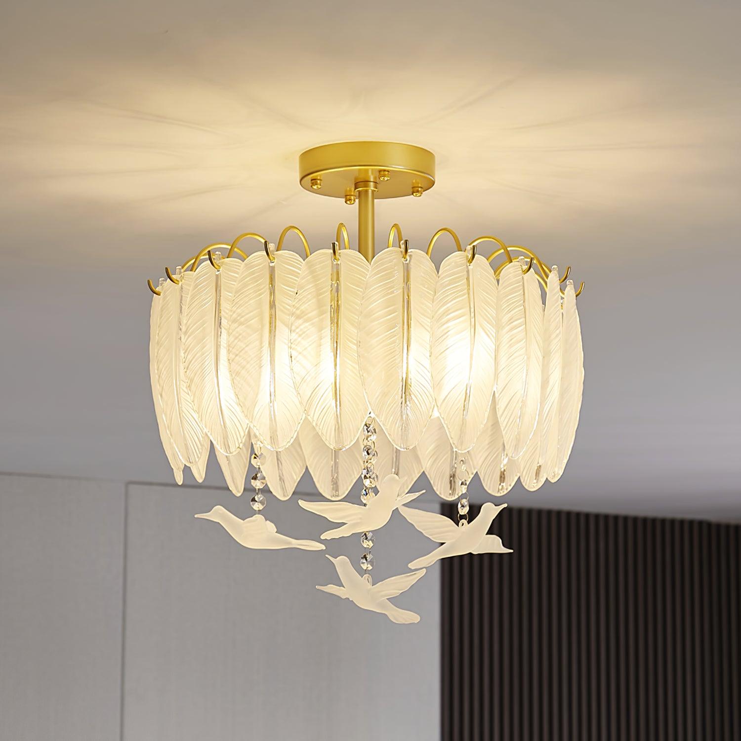 Glass Feather Ceiling Light - Blowlighting