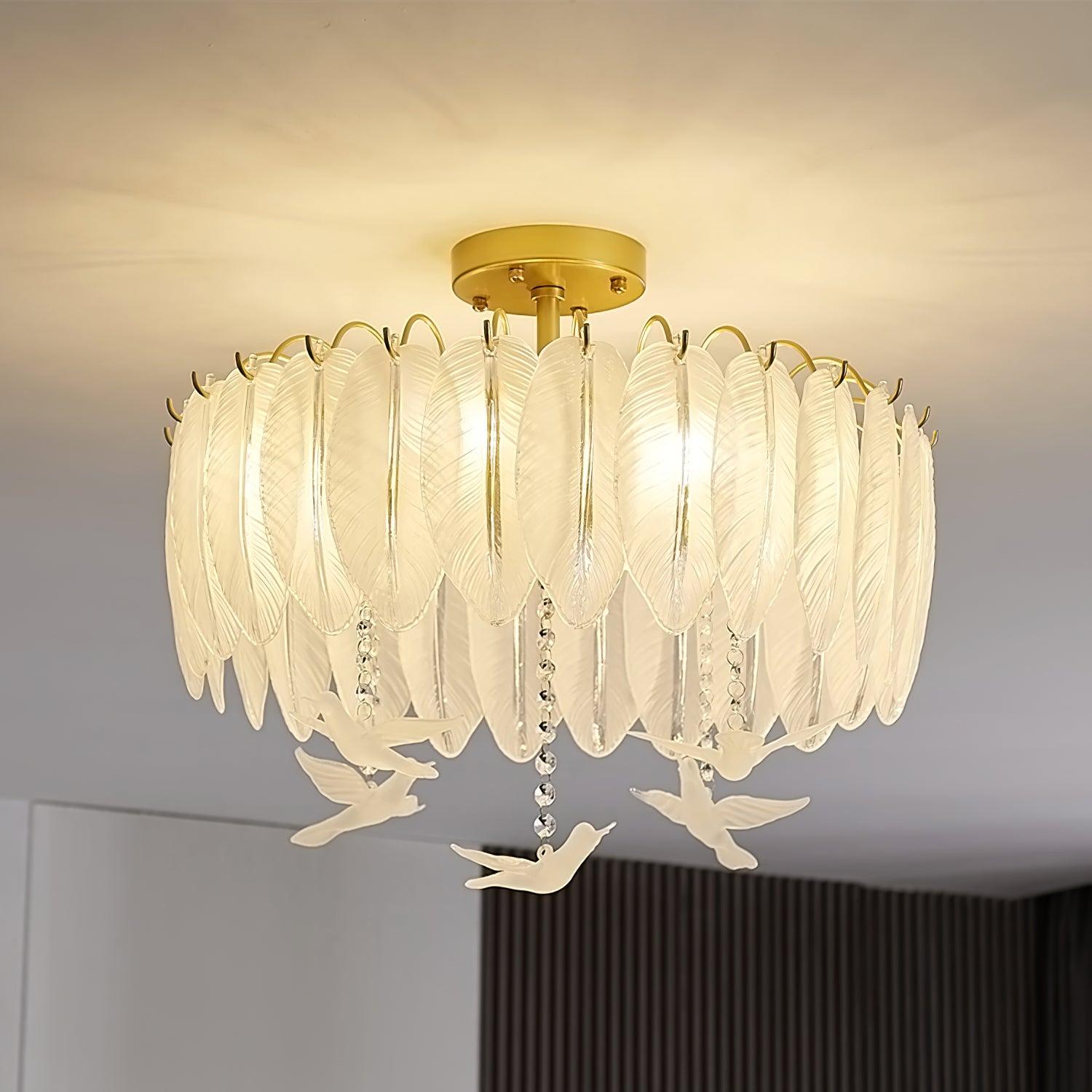Glass Feather Ceiling Light - Blowlighting