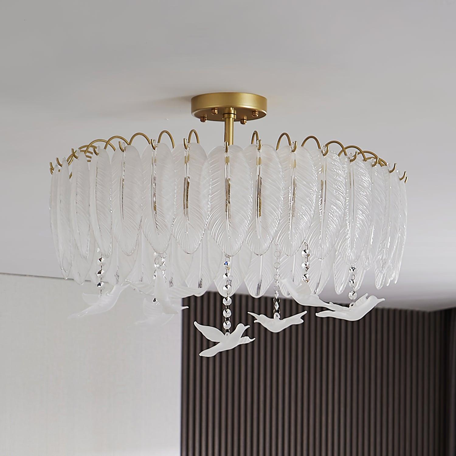 Glass Feather Ceiling Light - Blowlighting