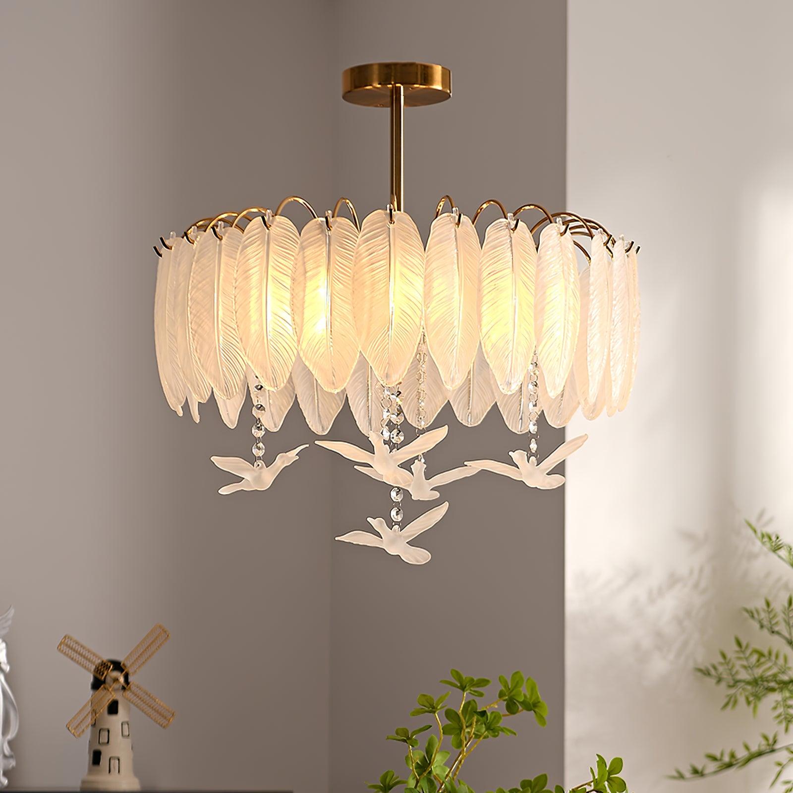 Glass Feather Ceiling Light - Blowlighting