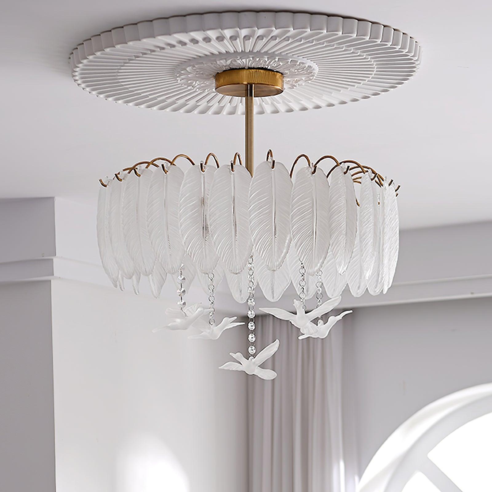 Glass Feather Ceiling Light - Blowlighting