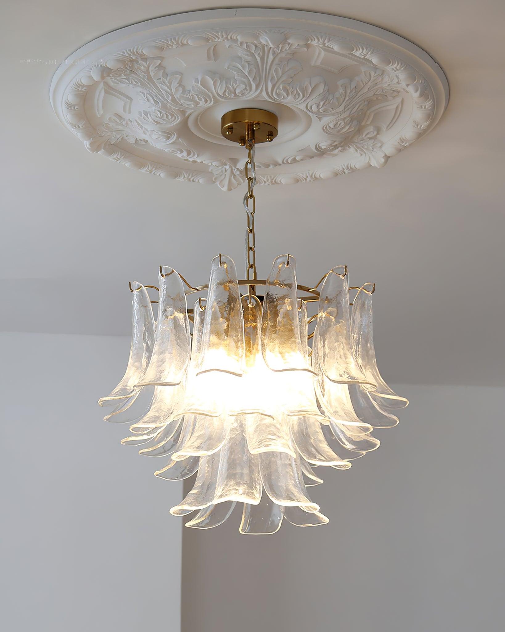 Aurora Chandelier Murano Glass Leaf Golden - Blowlighting