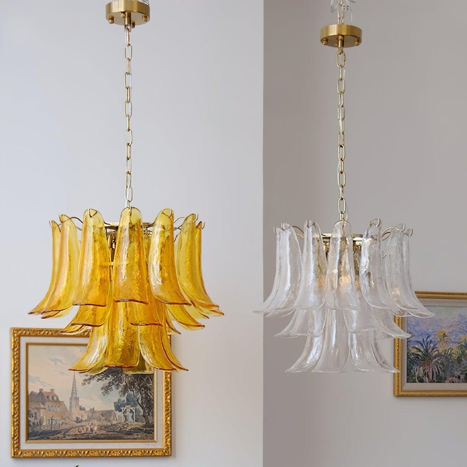 Aurora Chandelier Murano Glass Leaf Golden - Blowlighting