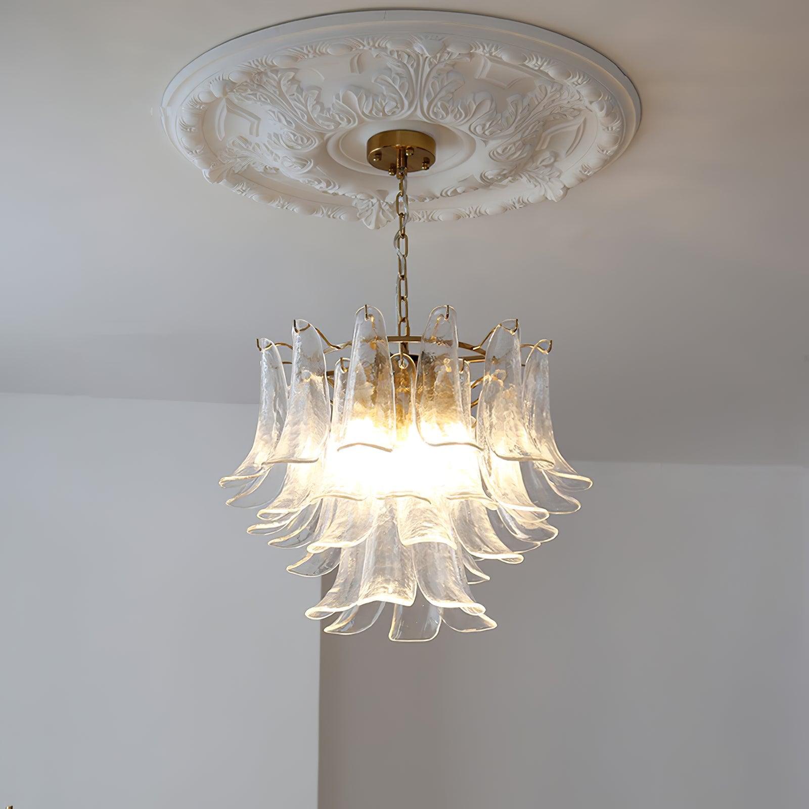 Aurora Chandelier Murano Glass Leaf Golden - Blowlighting