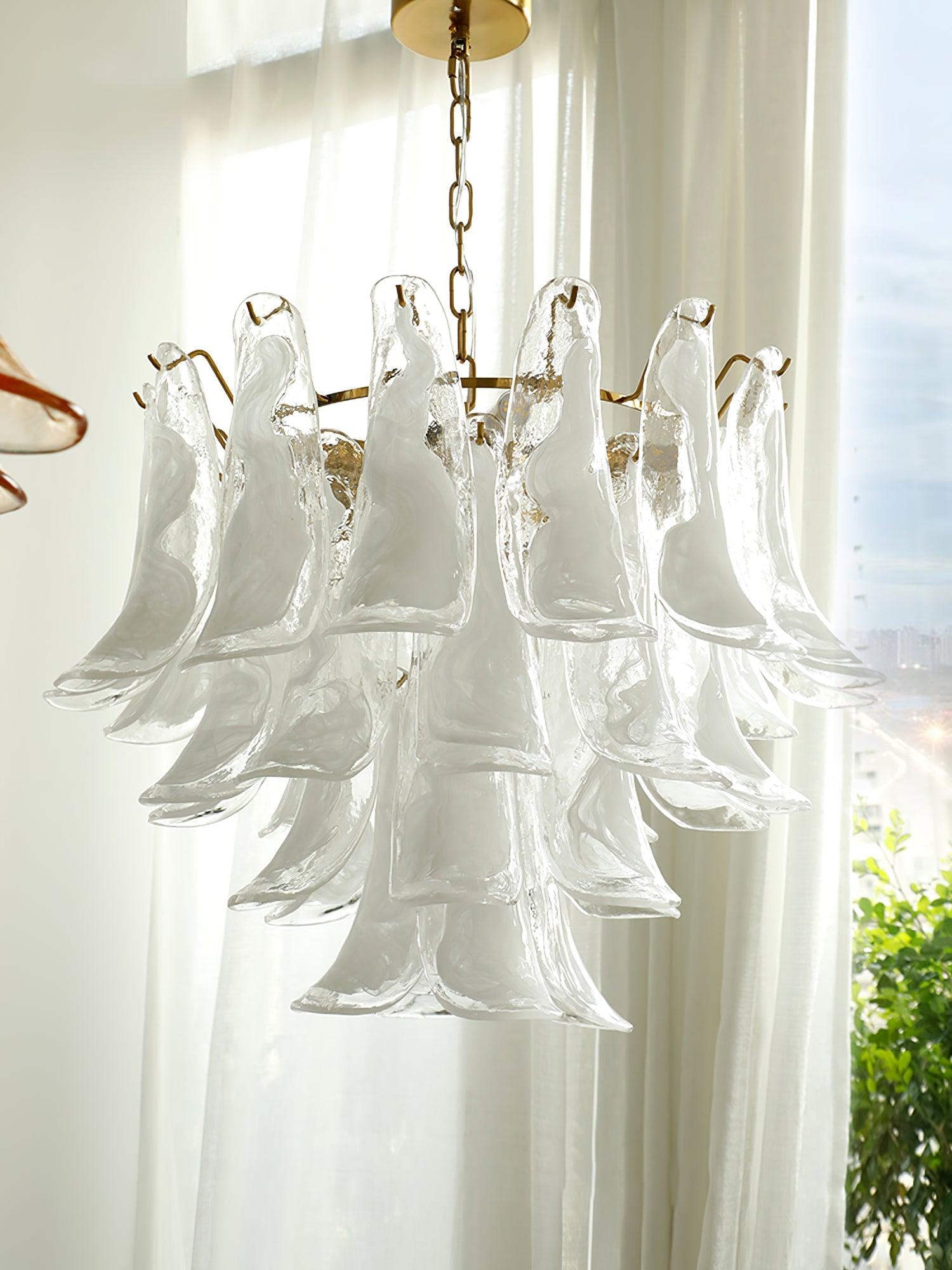 Aurora Chandelier Murano Glass Leaf Golden - Blowlighting