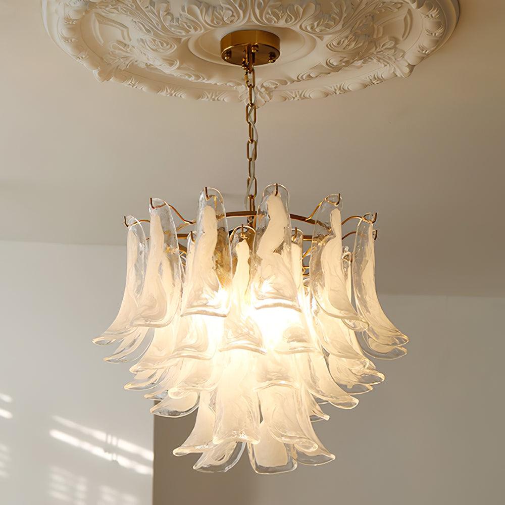 Aurora Chandelier Murano Glass Leaf Golden - Blowlighting