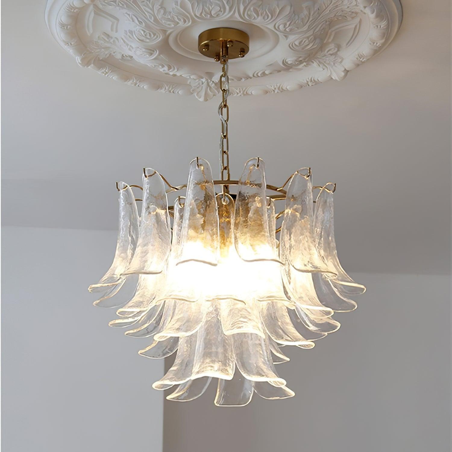 Aurora Chandelier Murano Glass Leaf Golden - Blowlighting