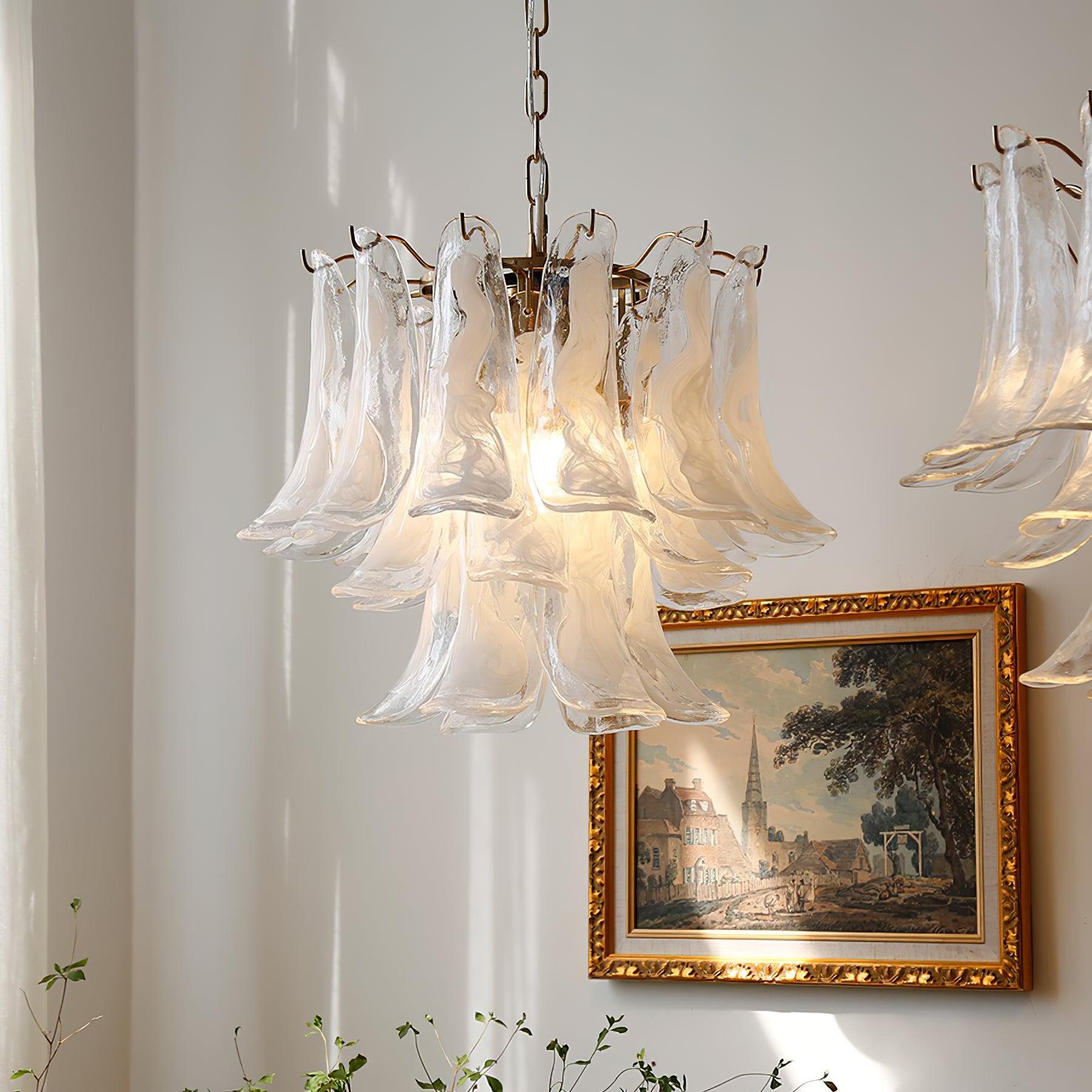 Aurora Chandelier Murano Glass Leaf Golden - Blowlighting