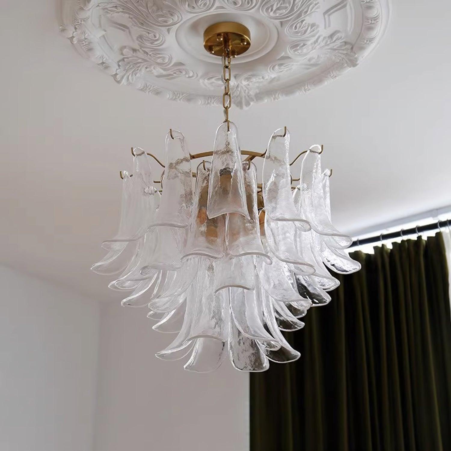 Aurora Chandelier Murano Glass Leaf Golden - Blowlighting