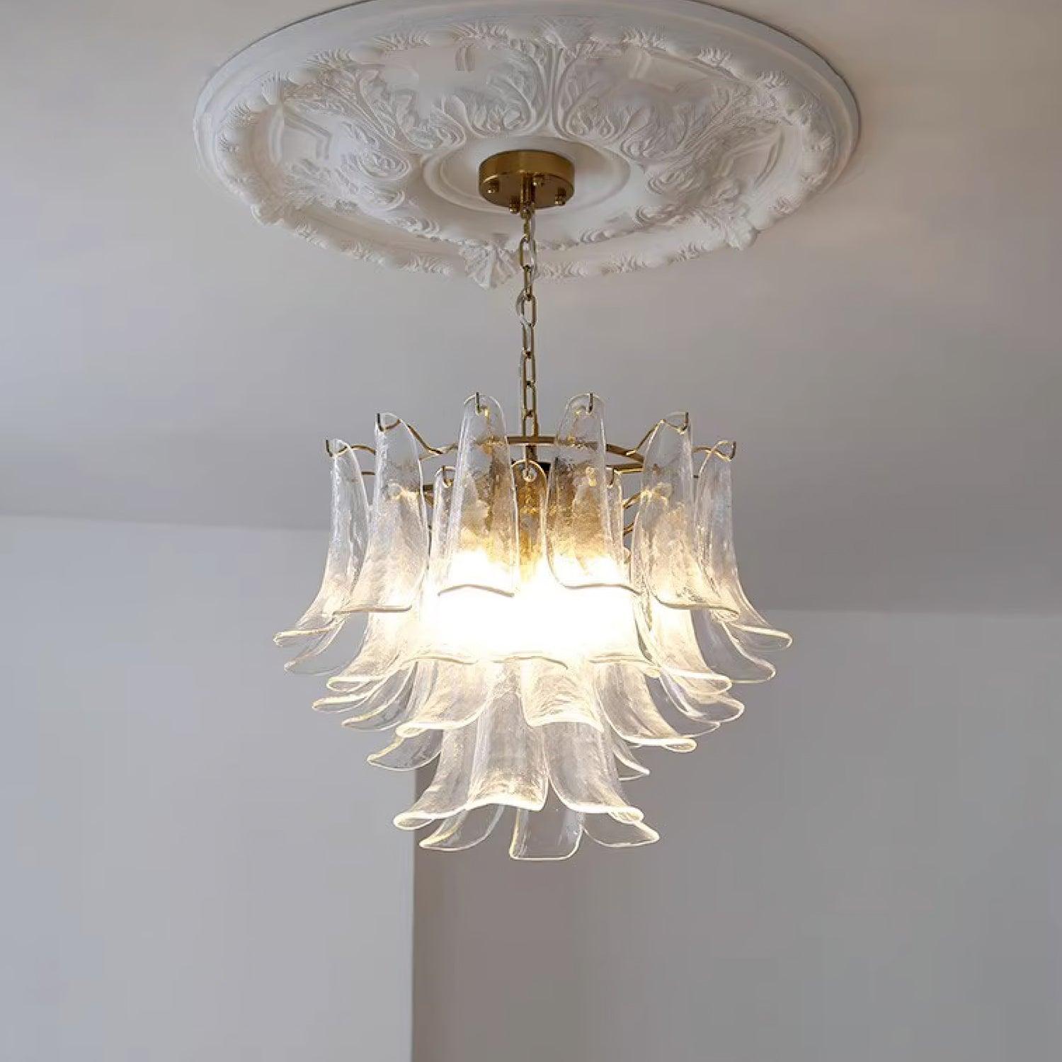 Aurora Chandelier Murano Glass Leaf Golden - Blowlighting