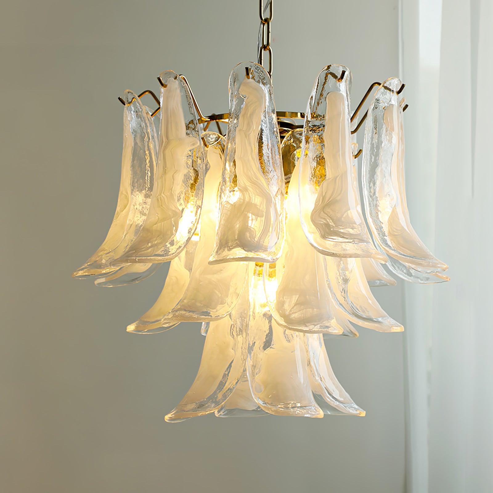 Aurora Chandelier Murano Glass Leaf Golden - Blowlighting