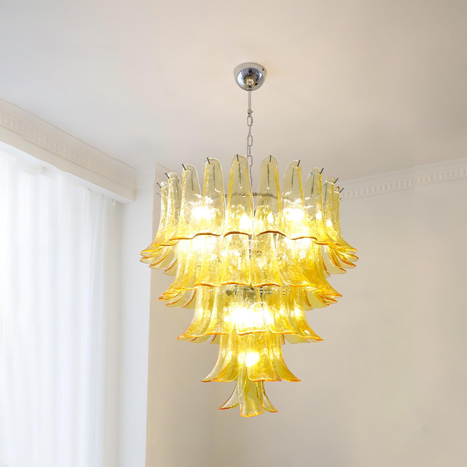 Aurora Chandelier Murano Glass Leaf Golden - Blowlighting