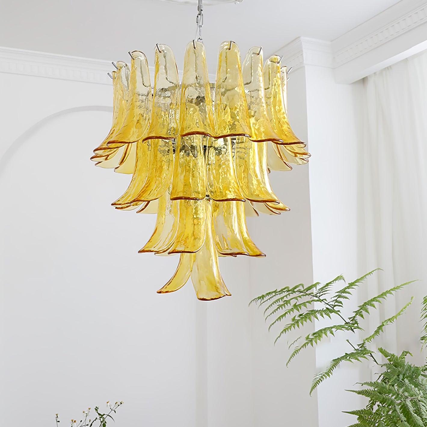 Aurora Chandelier Murano Glass Leaf Golden - Blowlighting