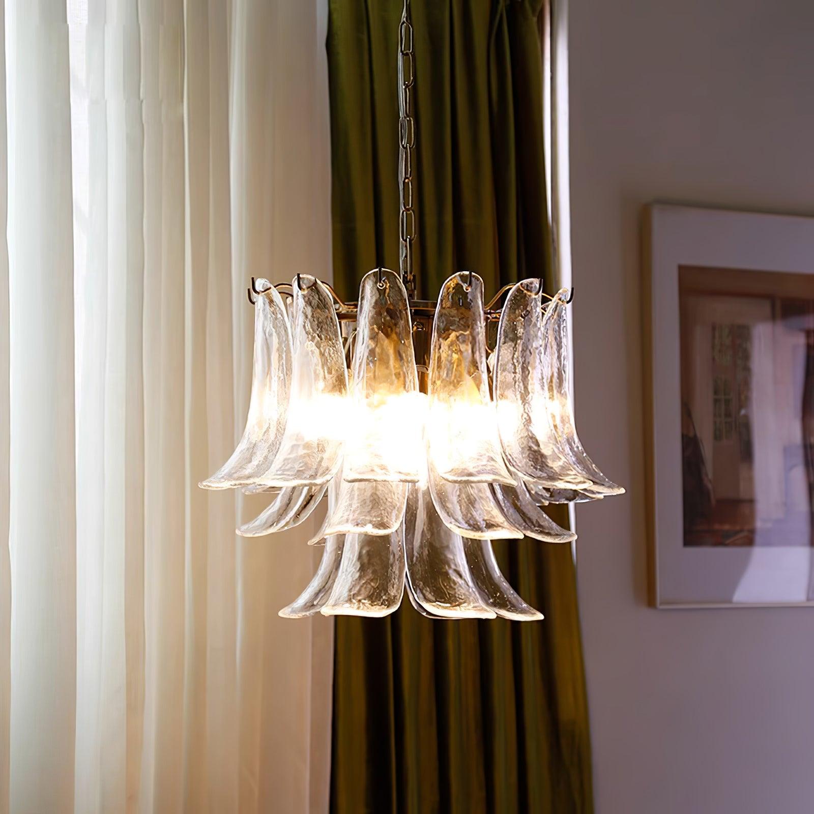 Aurora Chandelier Murano Glass Leaf Golden - Blowlighting