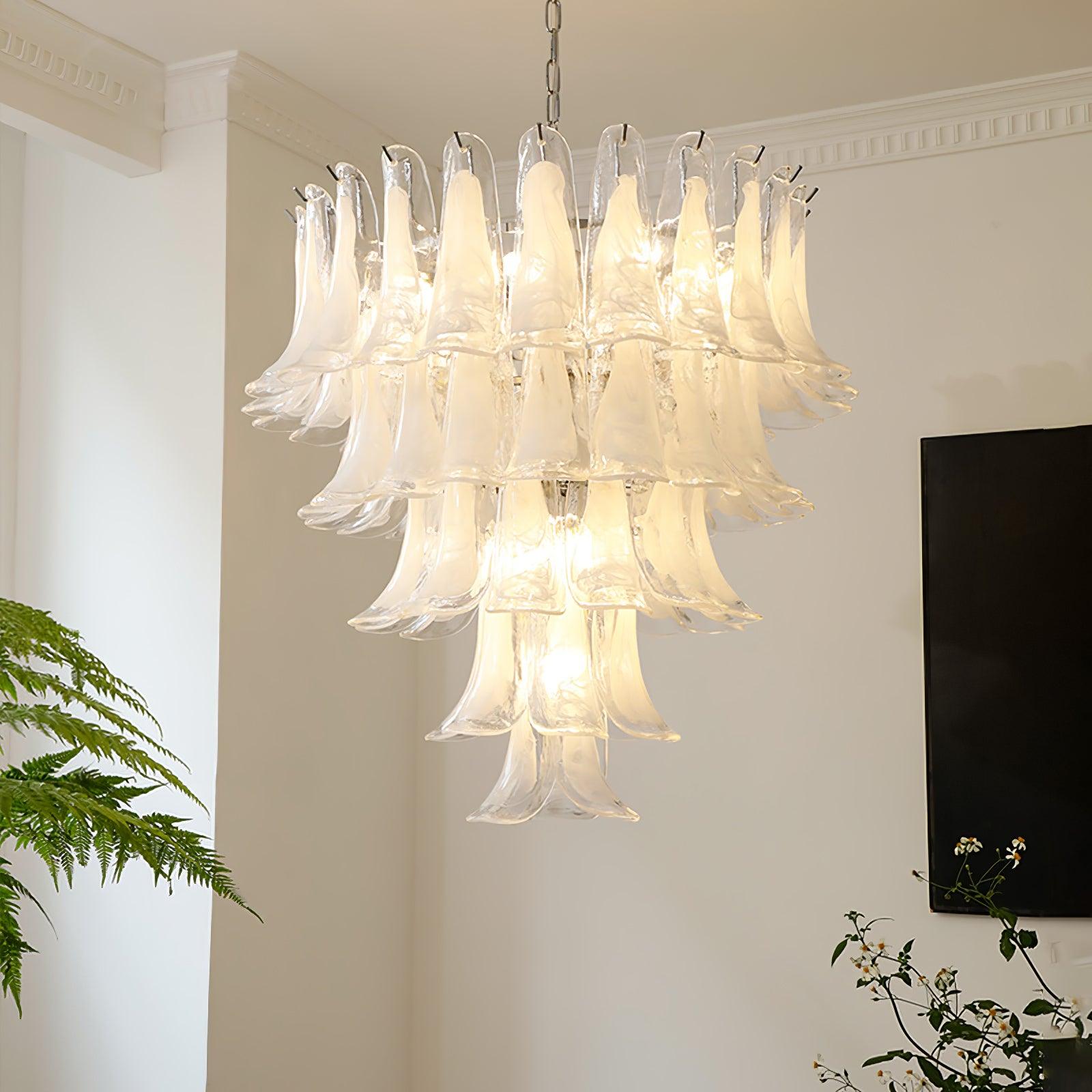 Aurora Chandelier Murano Glass Leaf Golden - Blowlighting