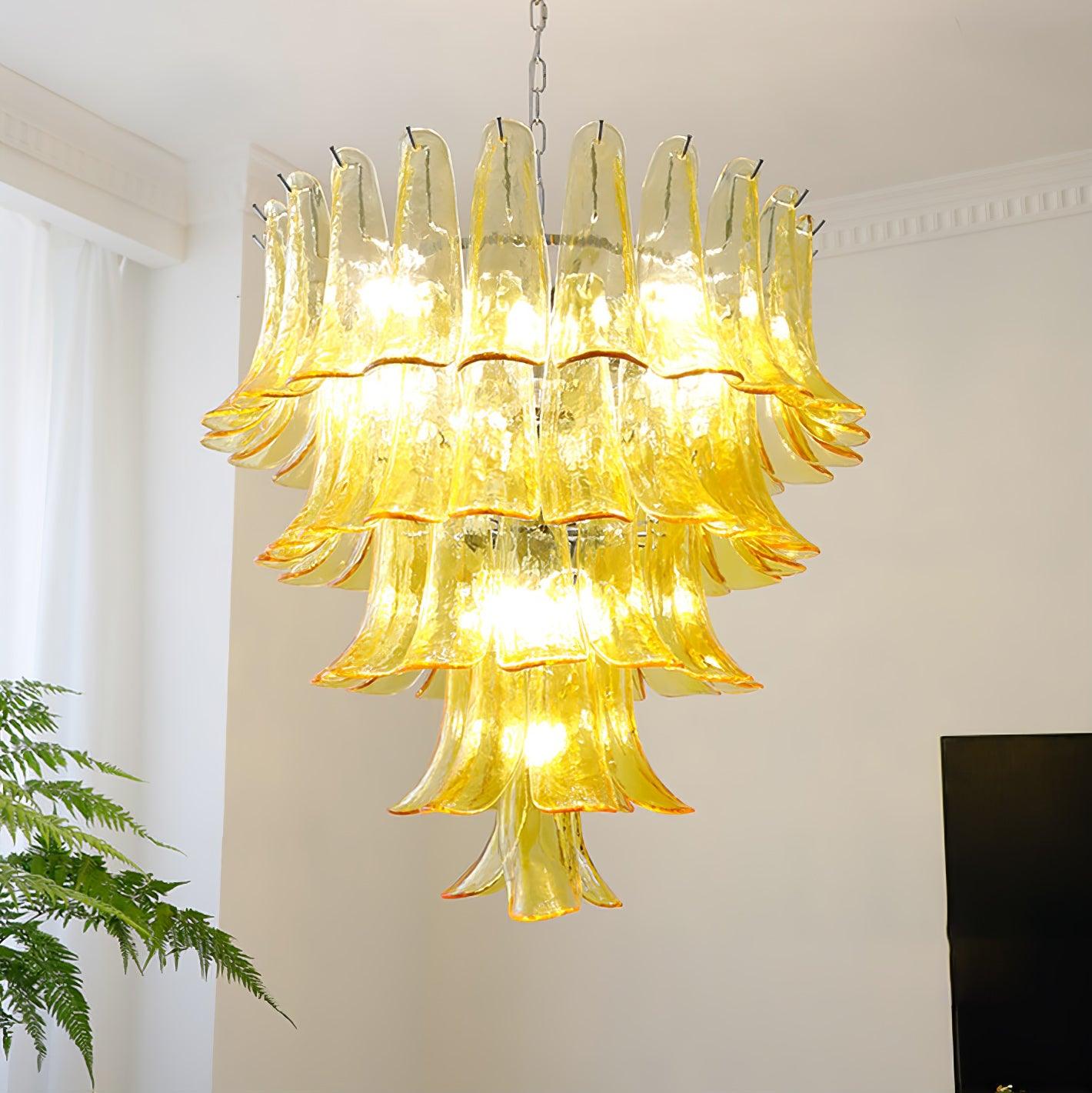 Aurora Chandelier Murano Glass Leaf Golden - Blowlighting