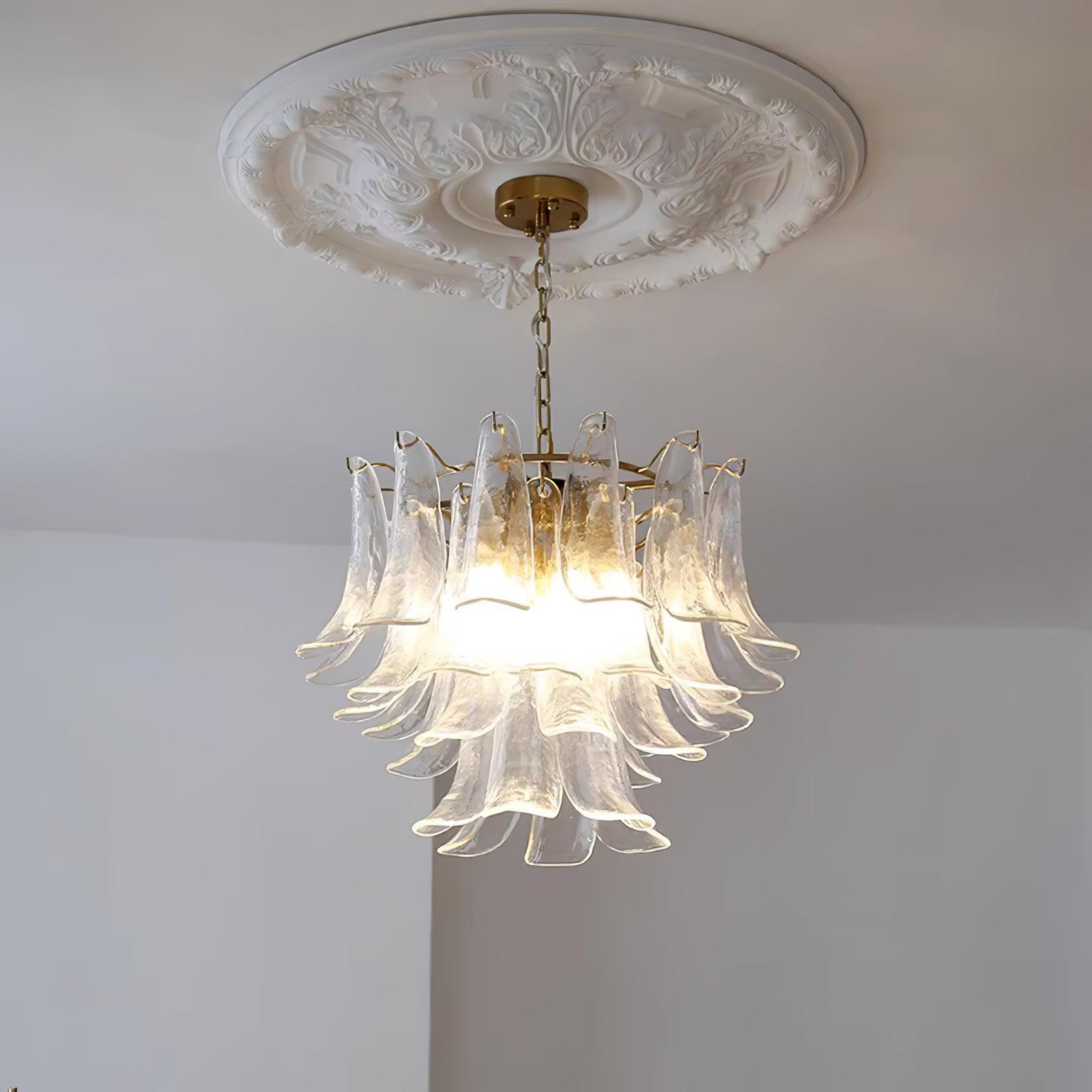 Aurora Chandelier Murano Glass Leaf Golden - Blowlighting