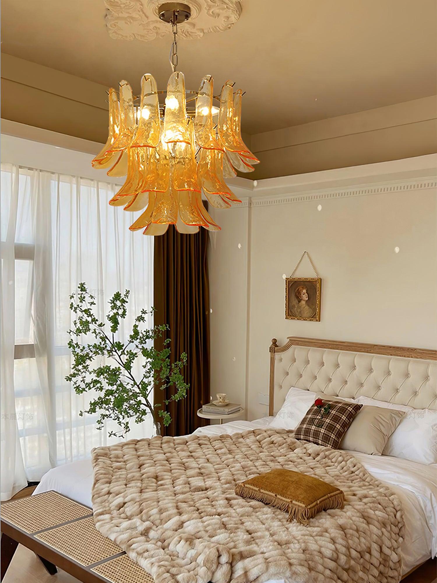 Aurora Chandelier Murano Glass Leaf Golden - Blowlighting