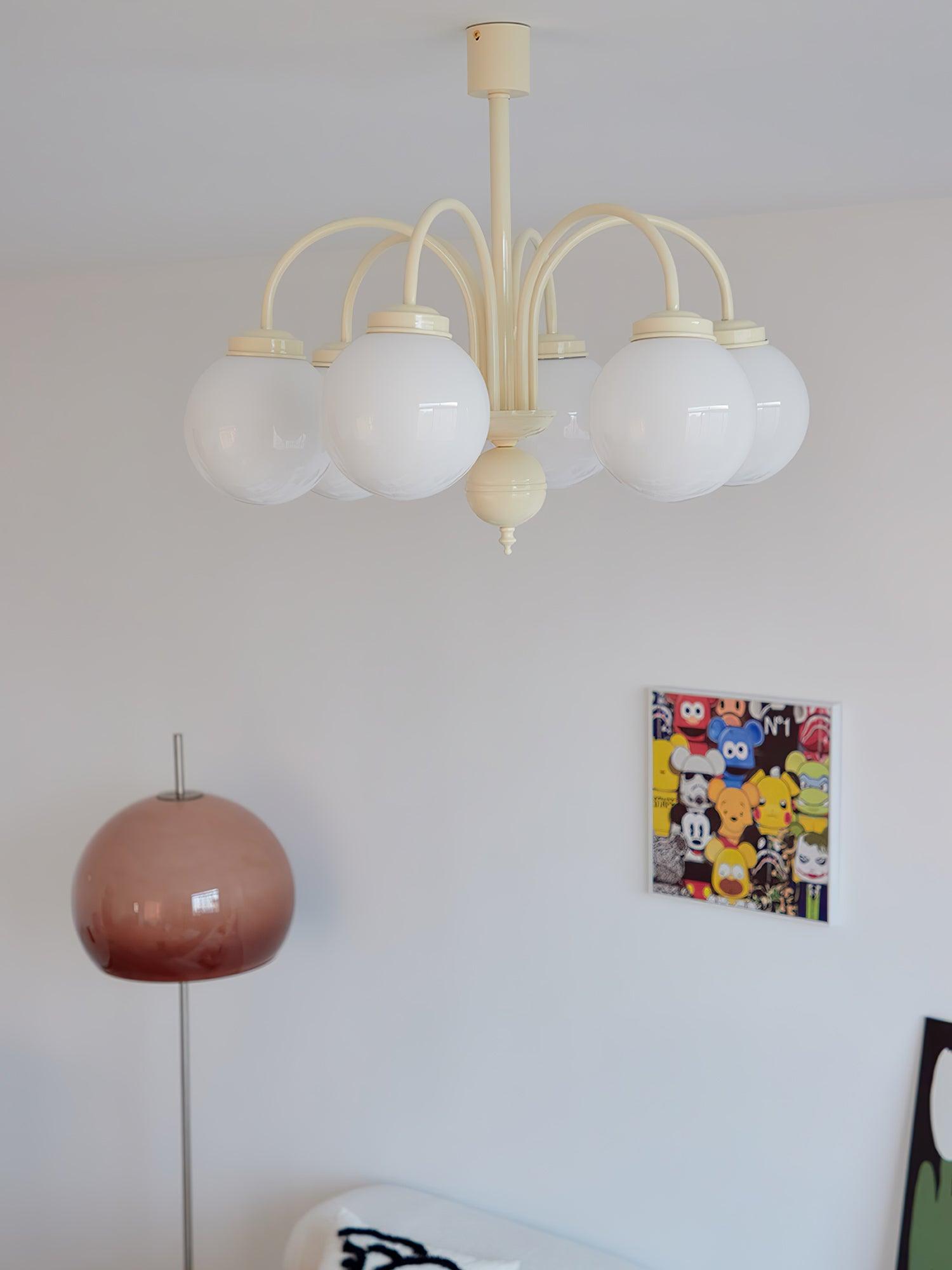 Cream Glass Sphere Chandelier - Blowlighting
