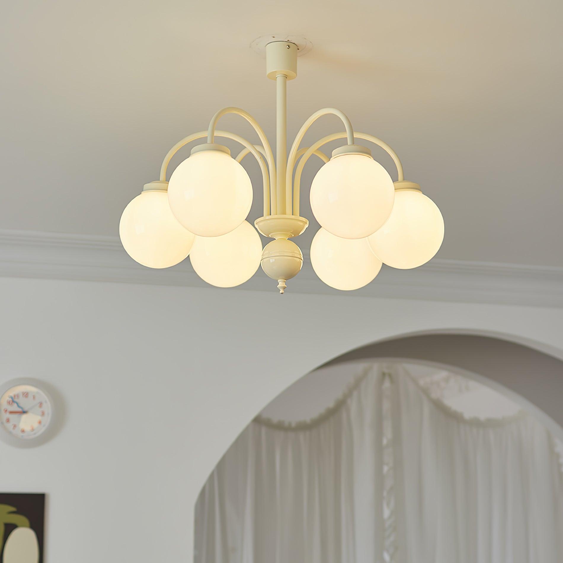 Cream Glass Sphere Chandelier - Blowlighting