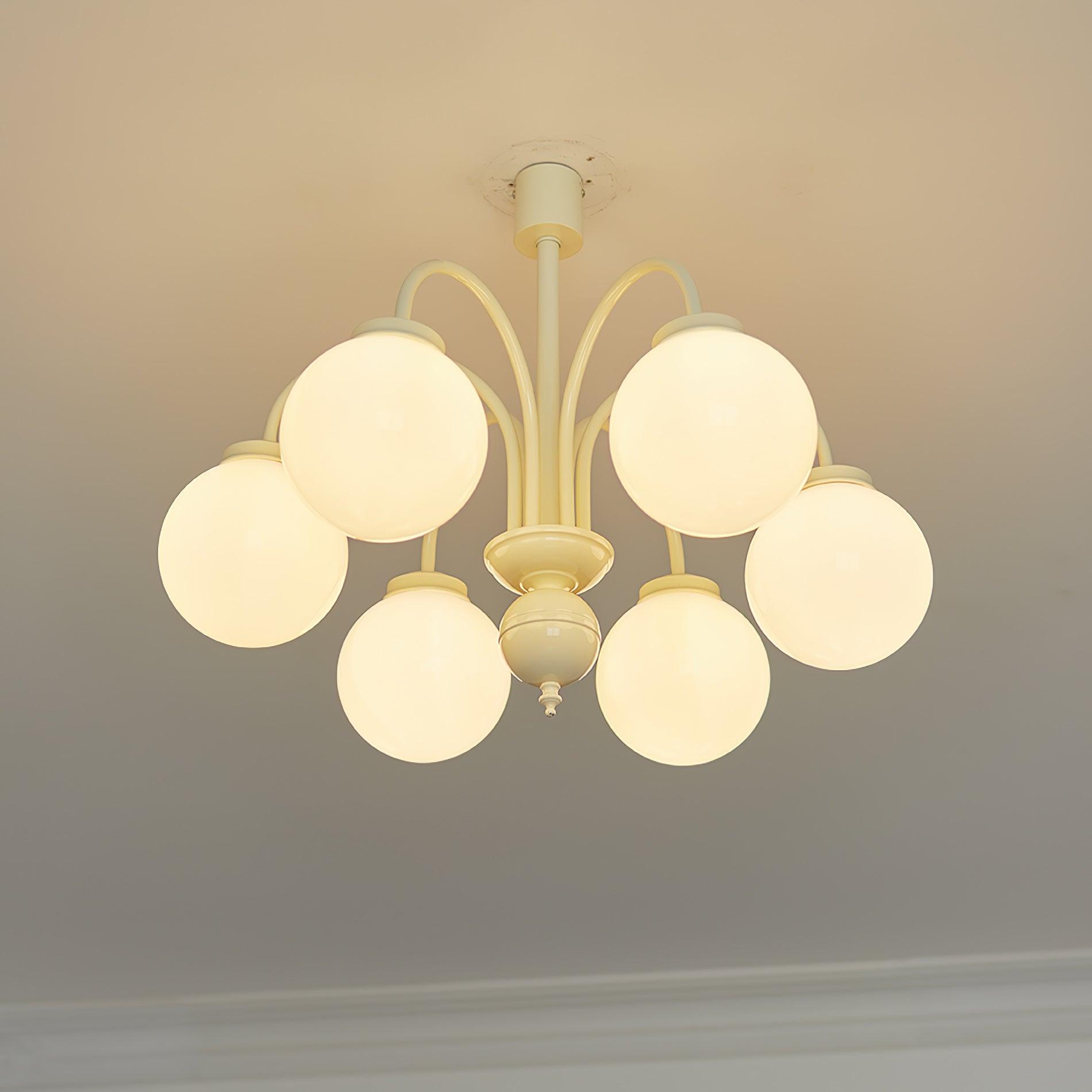 Cream Glass Sphere Chandelier - Blowlighting