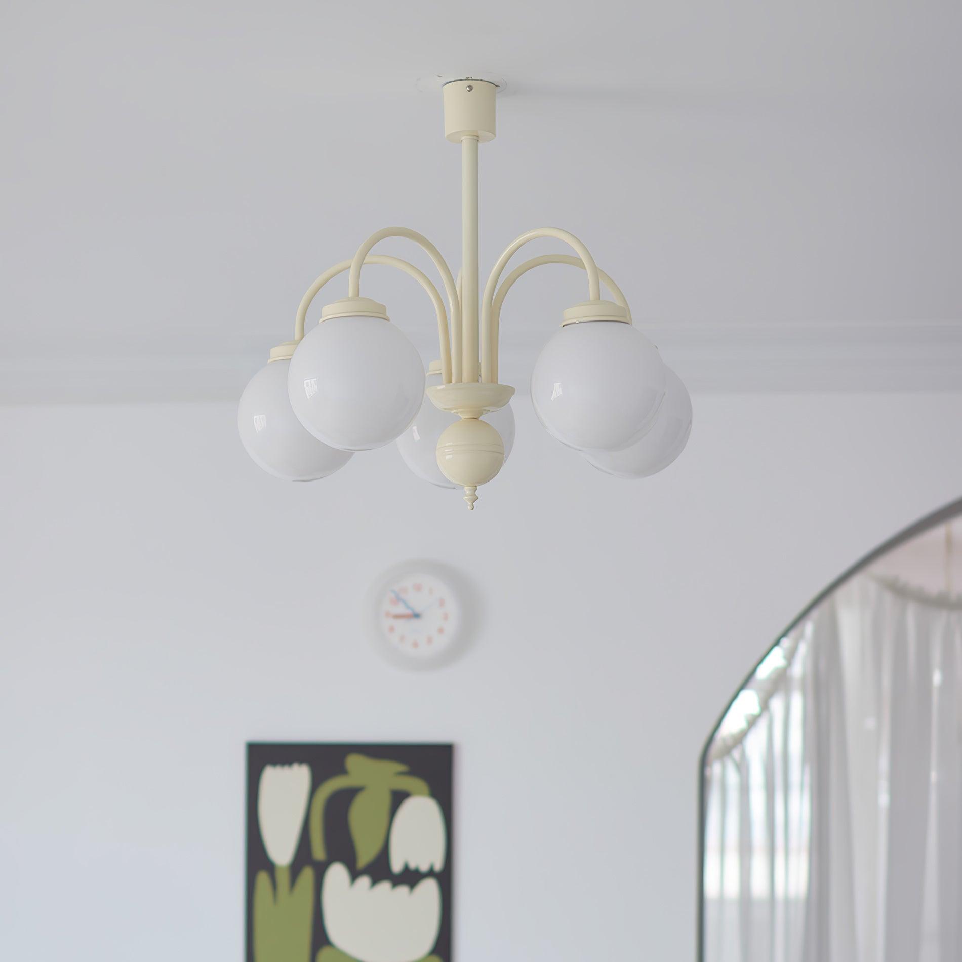 Cream Glass Sphere Chandelier - Blowlighting