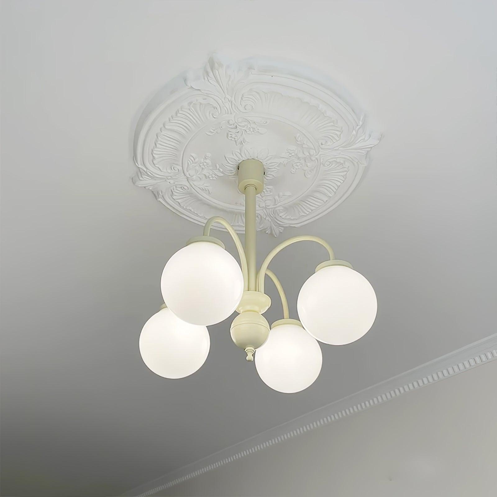 Cream Glass Sphere Chandelier - Blowlighting