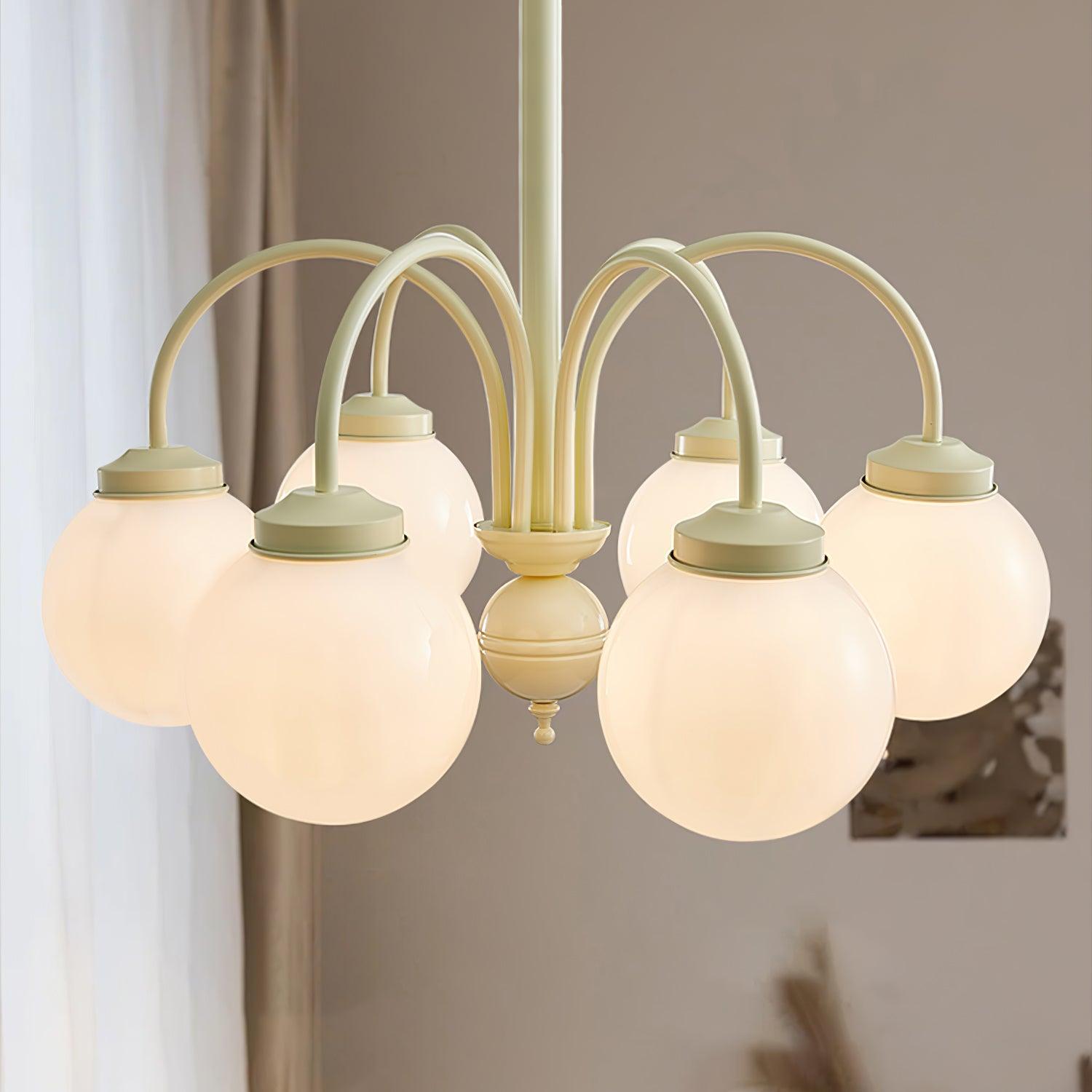 Cream Glass Sphere Chandelier - Blowlighting