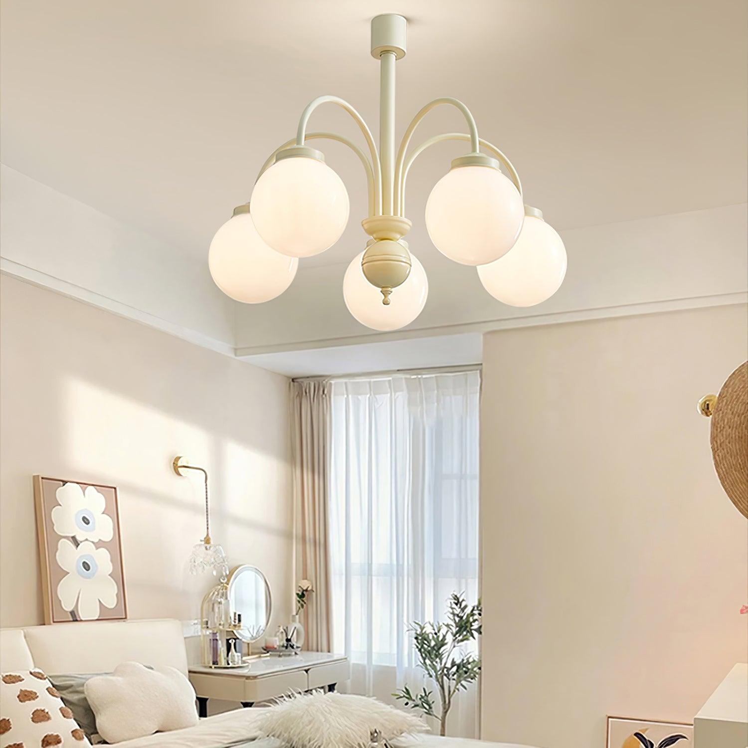 Cream Glass Sphere Chandelier - Blowlighting