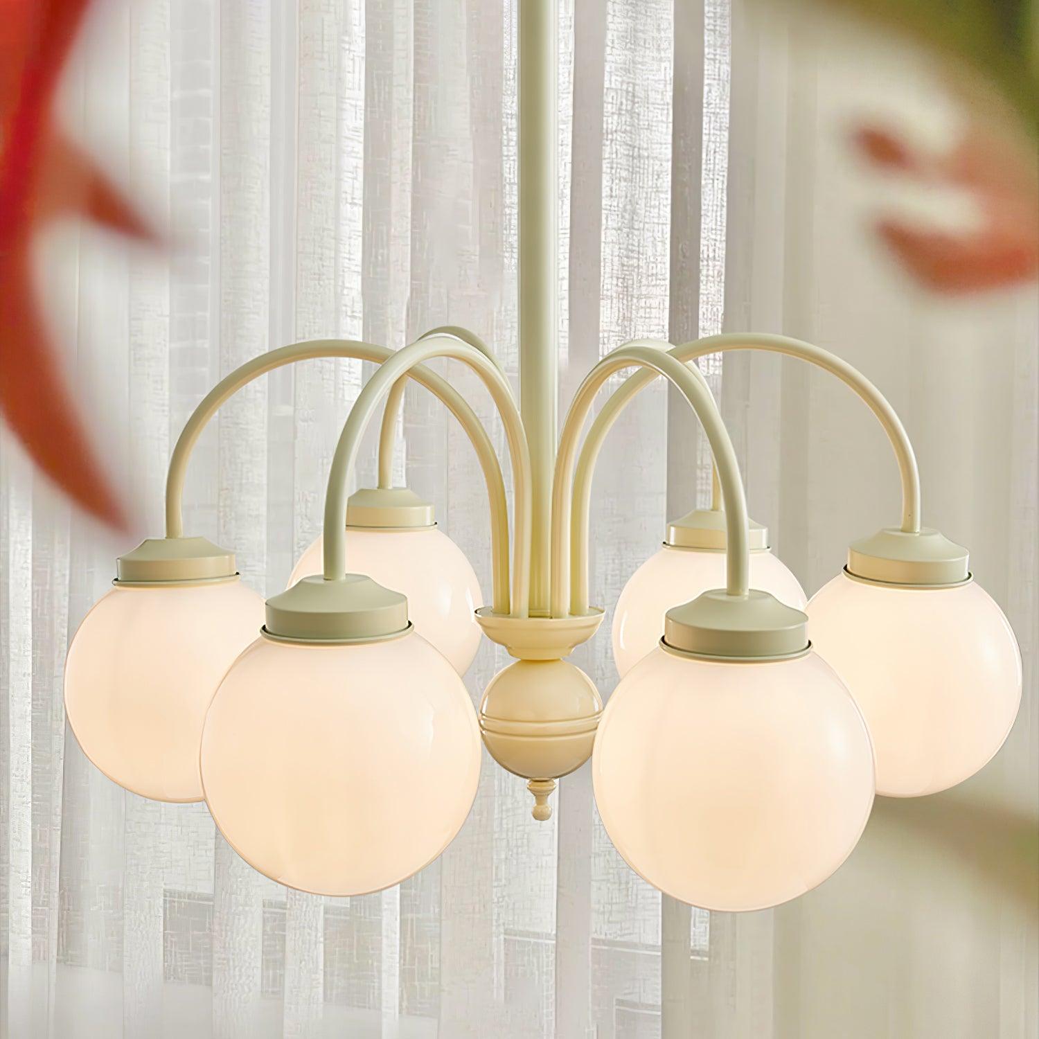 Cream Glass Sphere Chandelier - Blowlighting