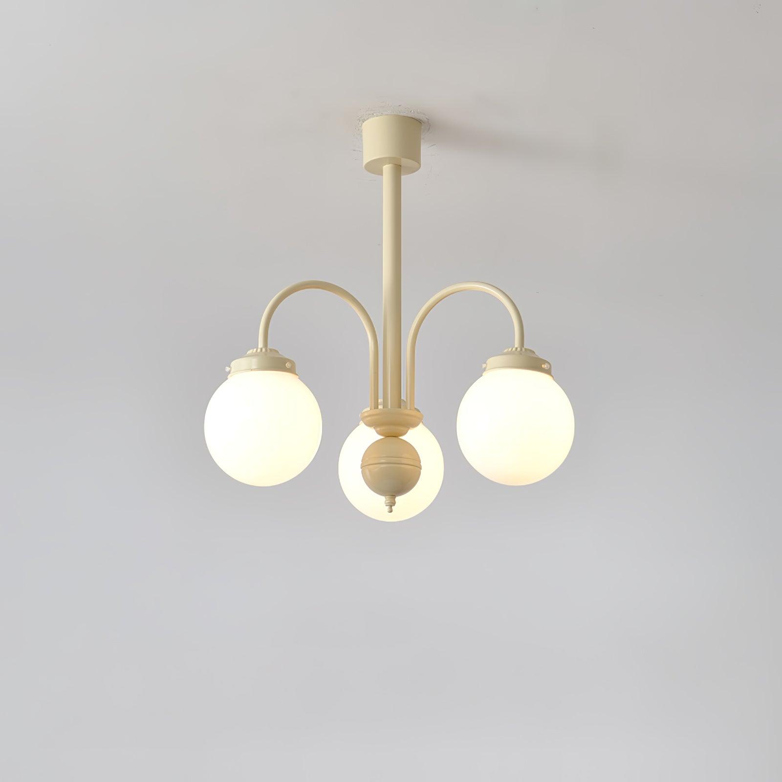 Cream Glass Sphere Chandelier - Blowlighting