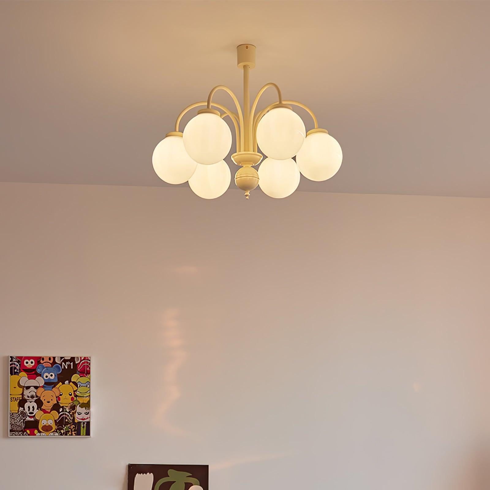 Cream Glass Sphere Chandelier - Blowlighting