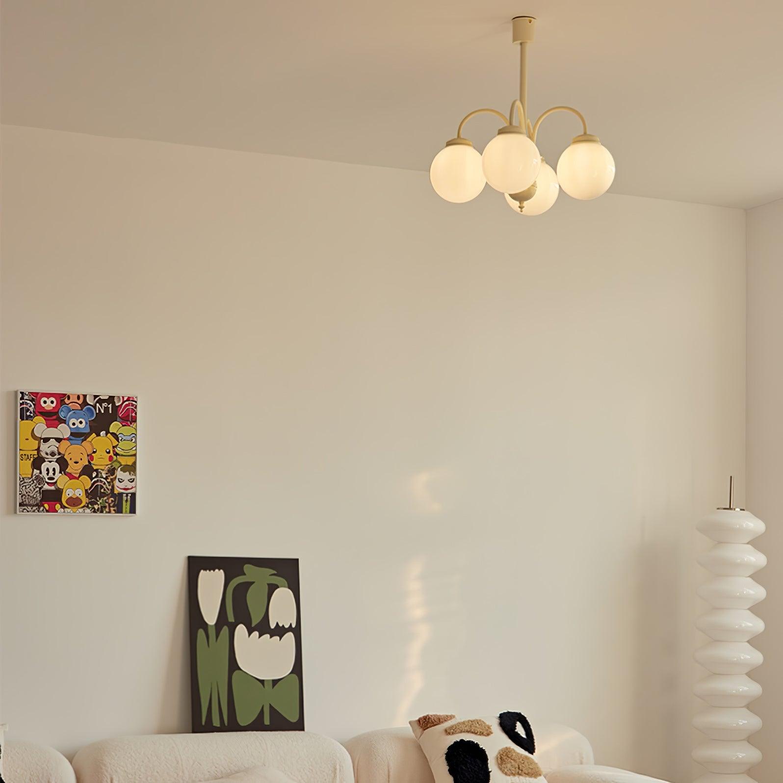 Cream Glass Sphere Chandelier - Blowlighting