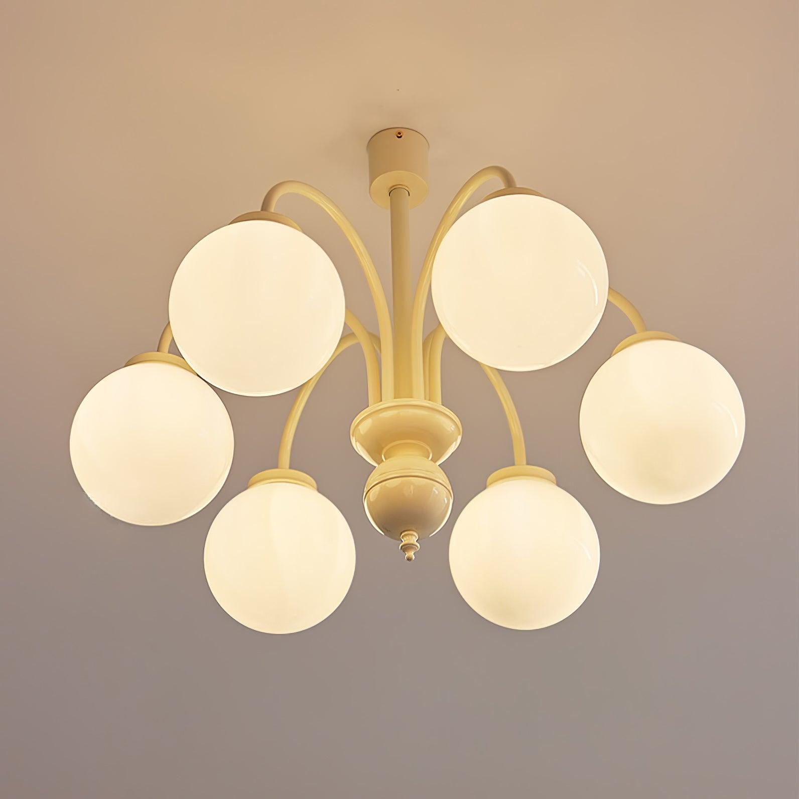 Cream Glass Sphere Chandelier - Blowlighting