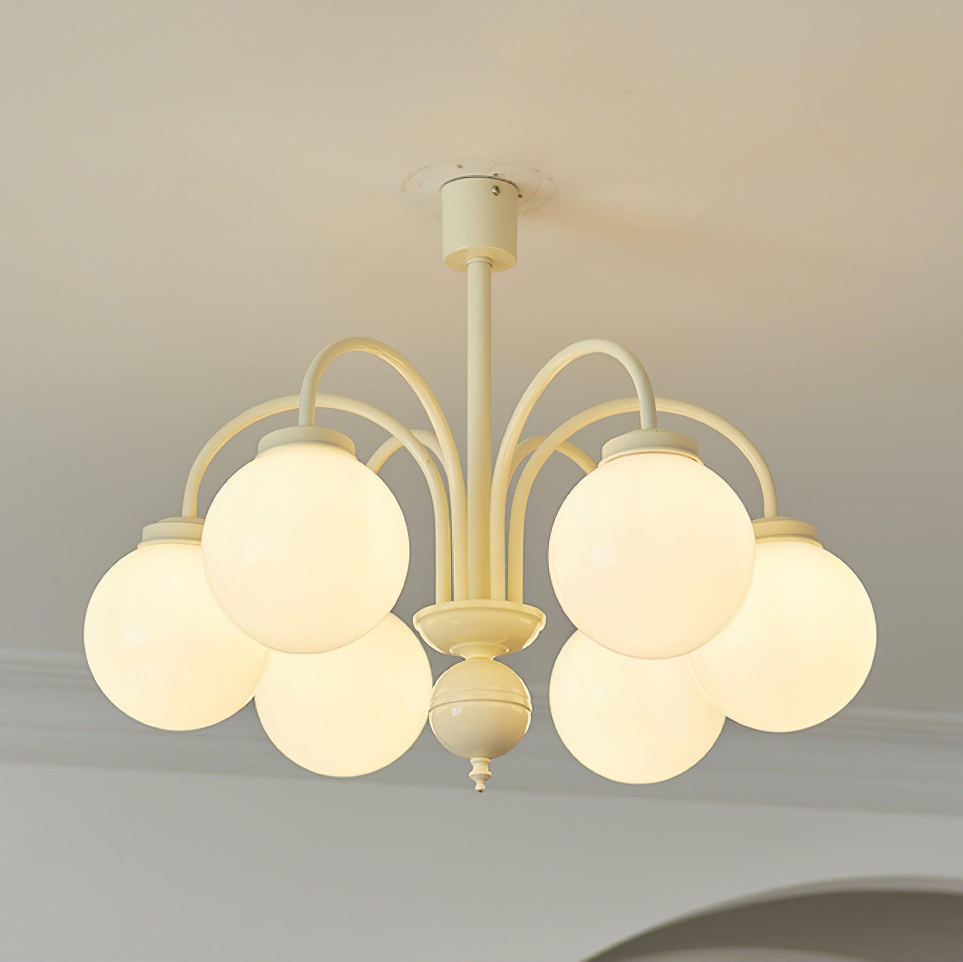 Cream Glass Sphere Chandelier - Blowlighting