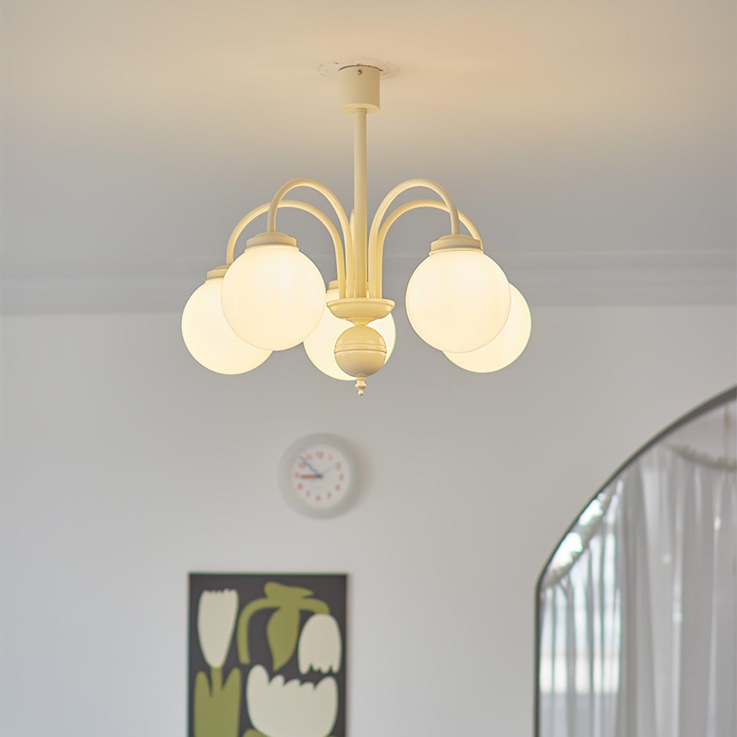 Cream Glass Sphere Chandelier - Blowlighting