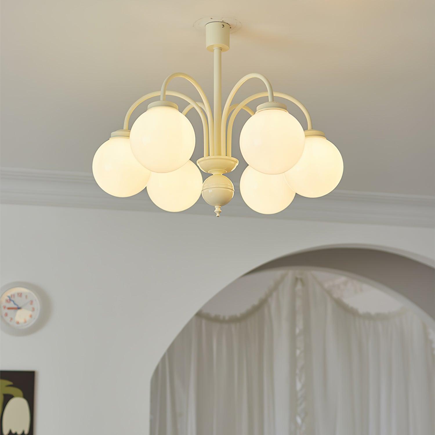 Cream Glass Sphere Chandelier - Blowlighting