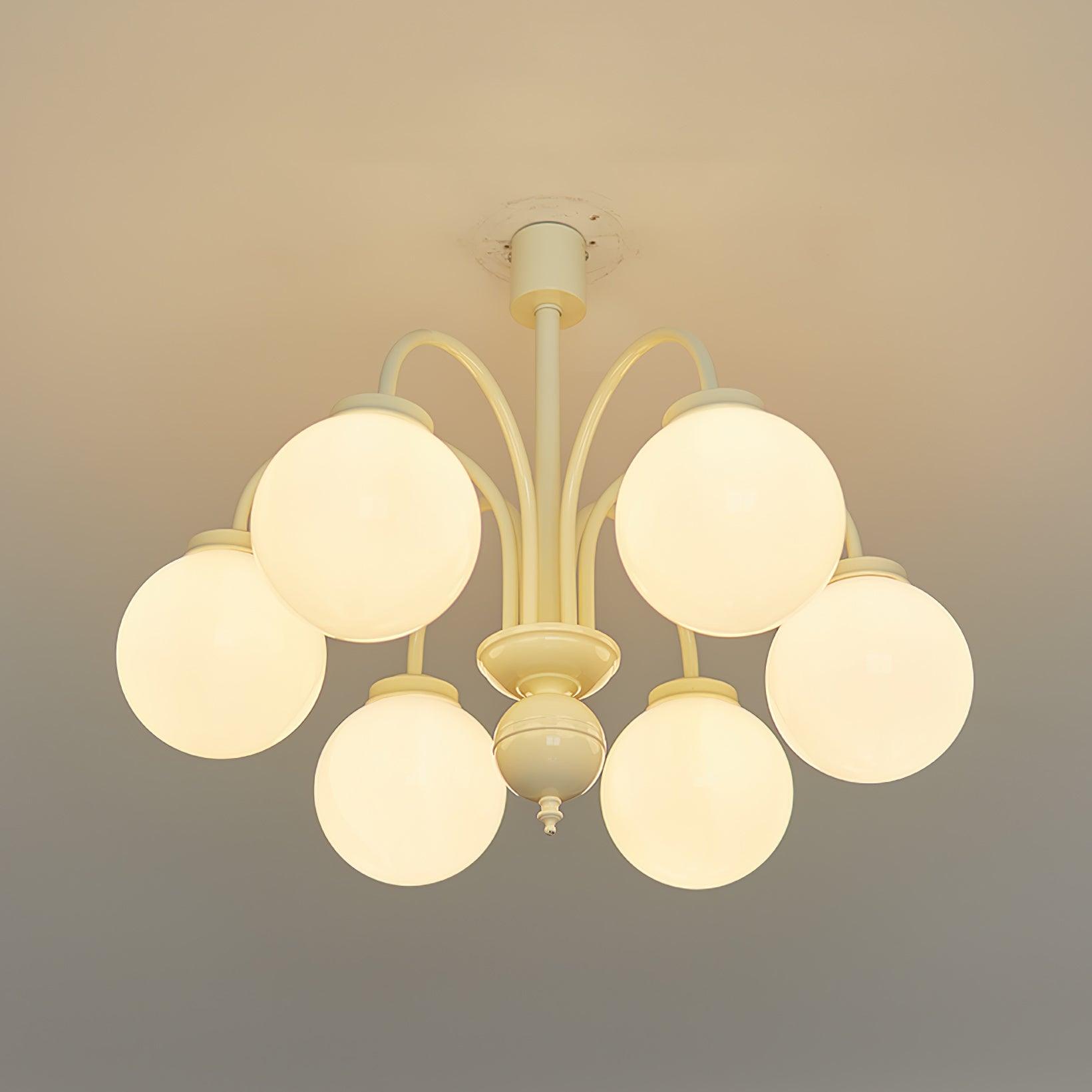 Cream Glass Sphere Chandelier - Blowlighting
