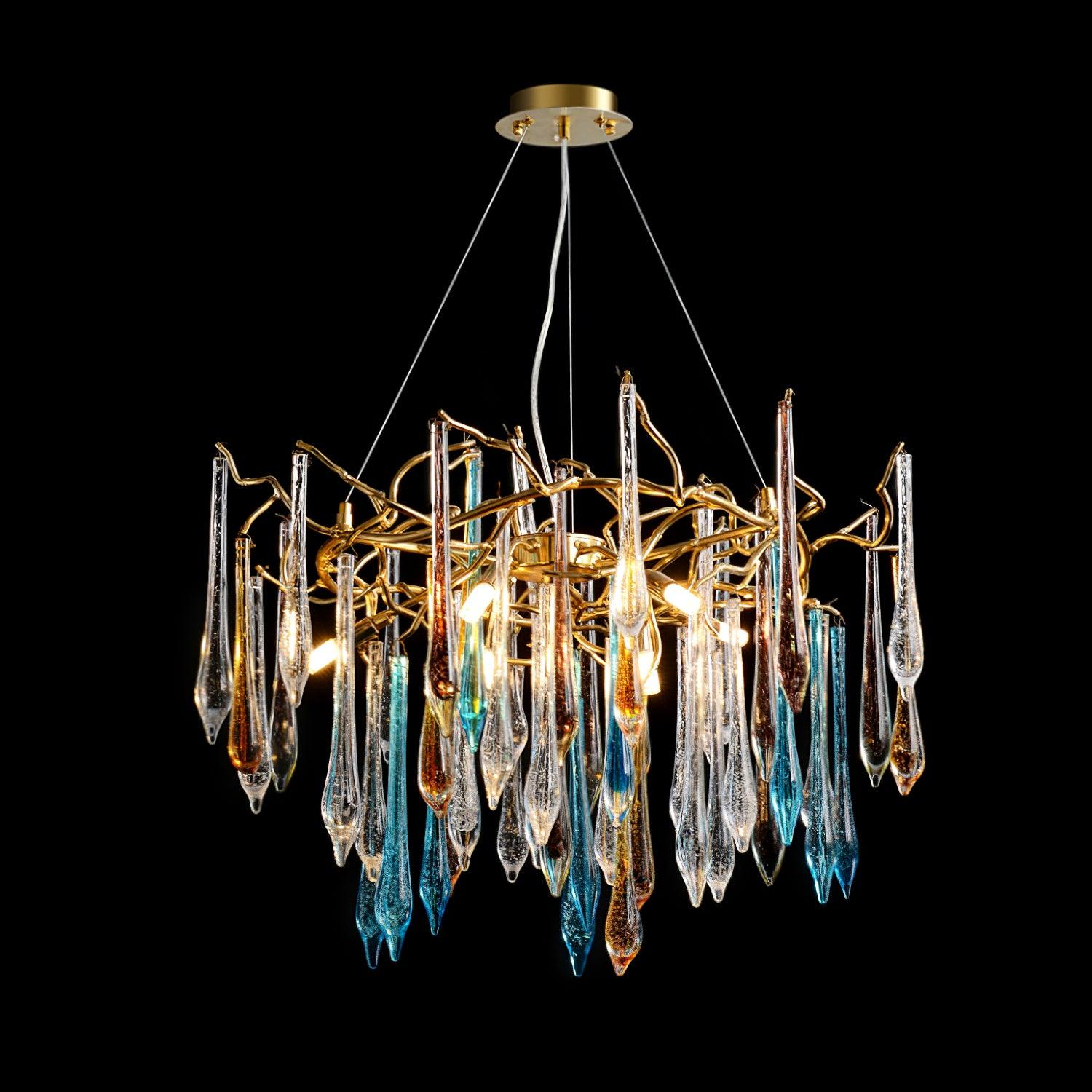 Aurora Chandelier Teardrop Glass Luxe - Blowlighting