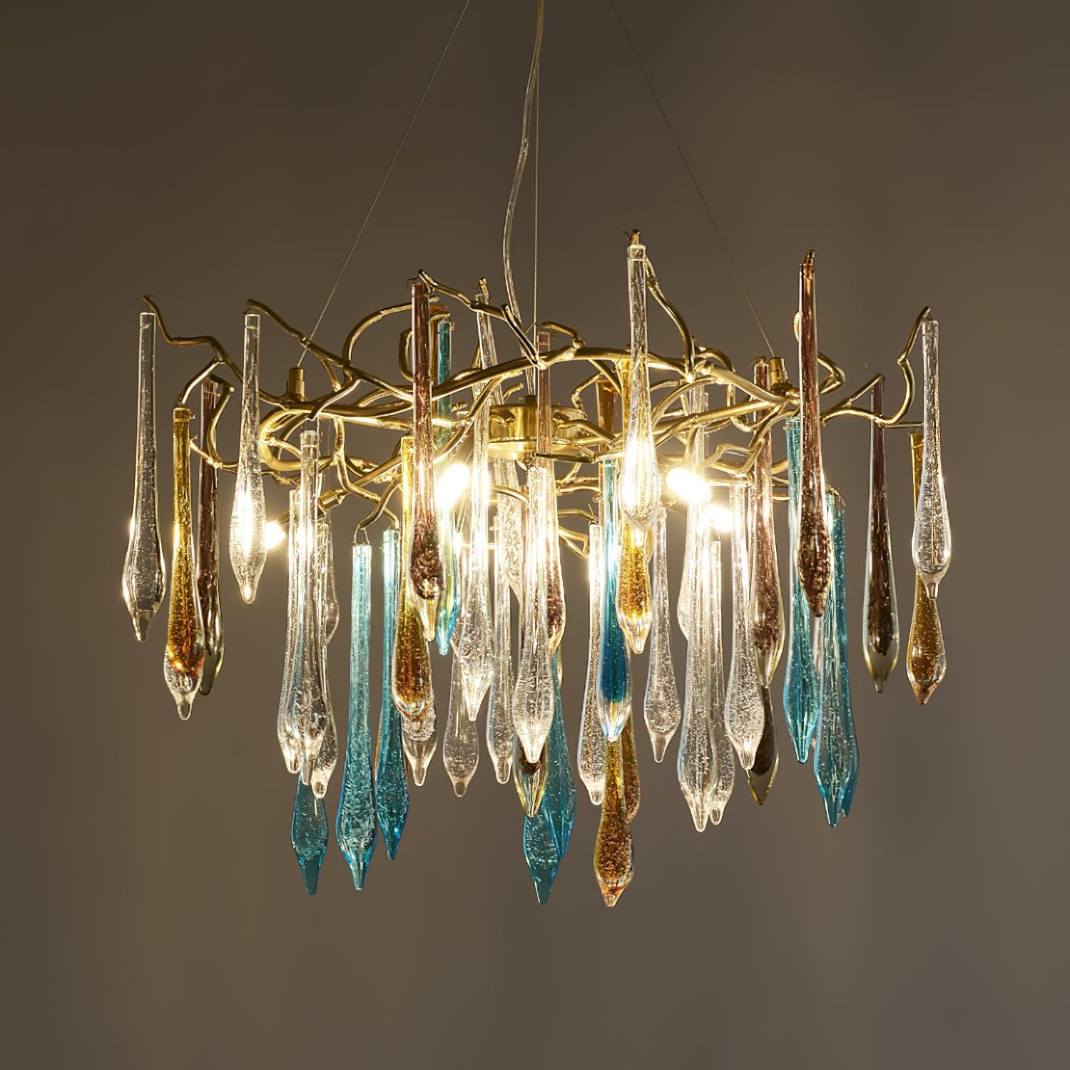Aurora Chandelier Teardrop Glass Luxe - Blowlighting