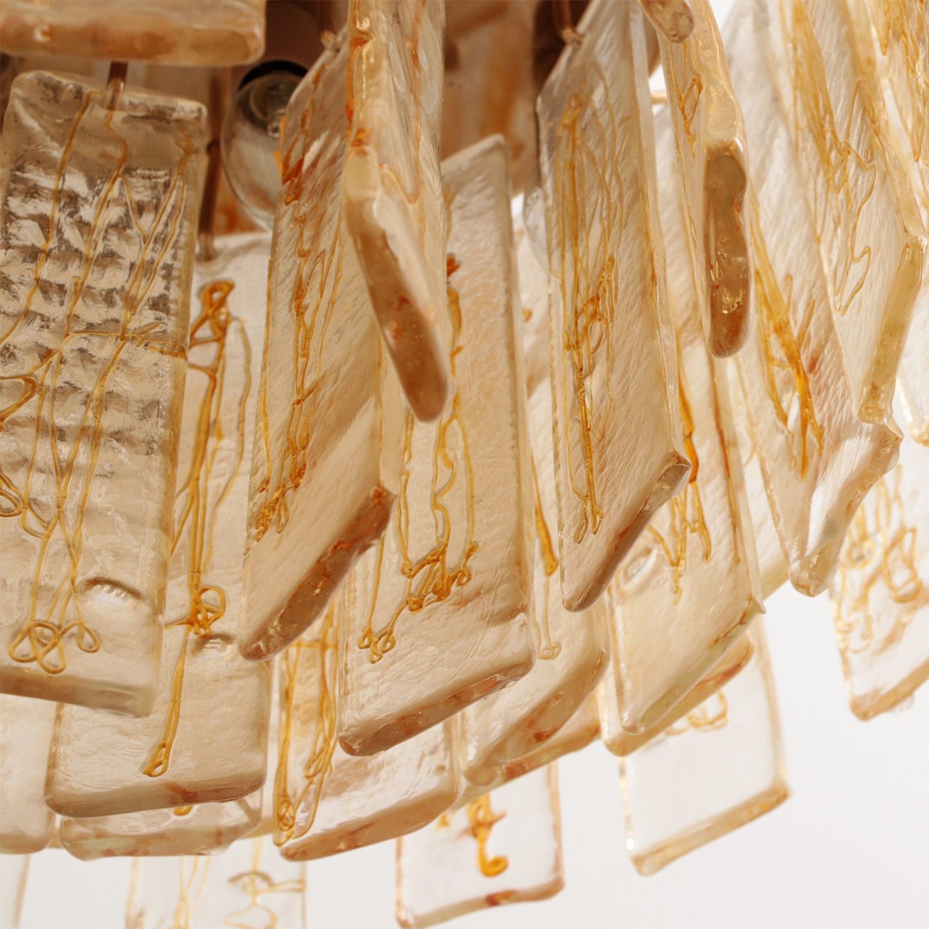 Aurora Chandelier Golden Amber Glass Layered Geometric Luxury - Blowlighting