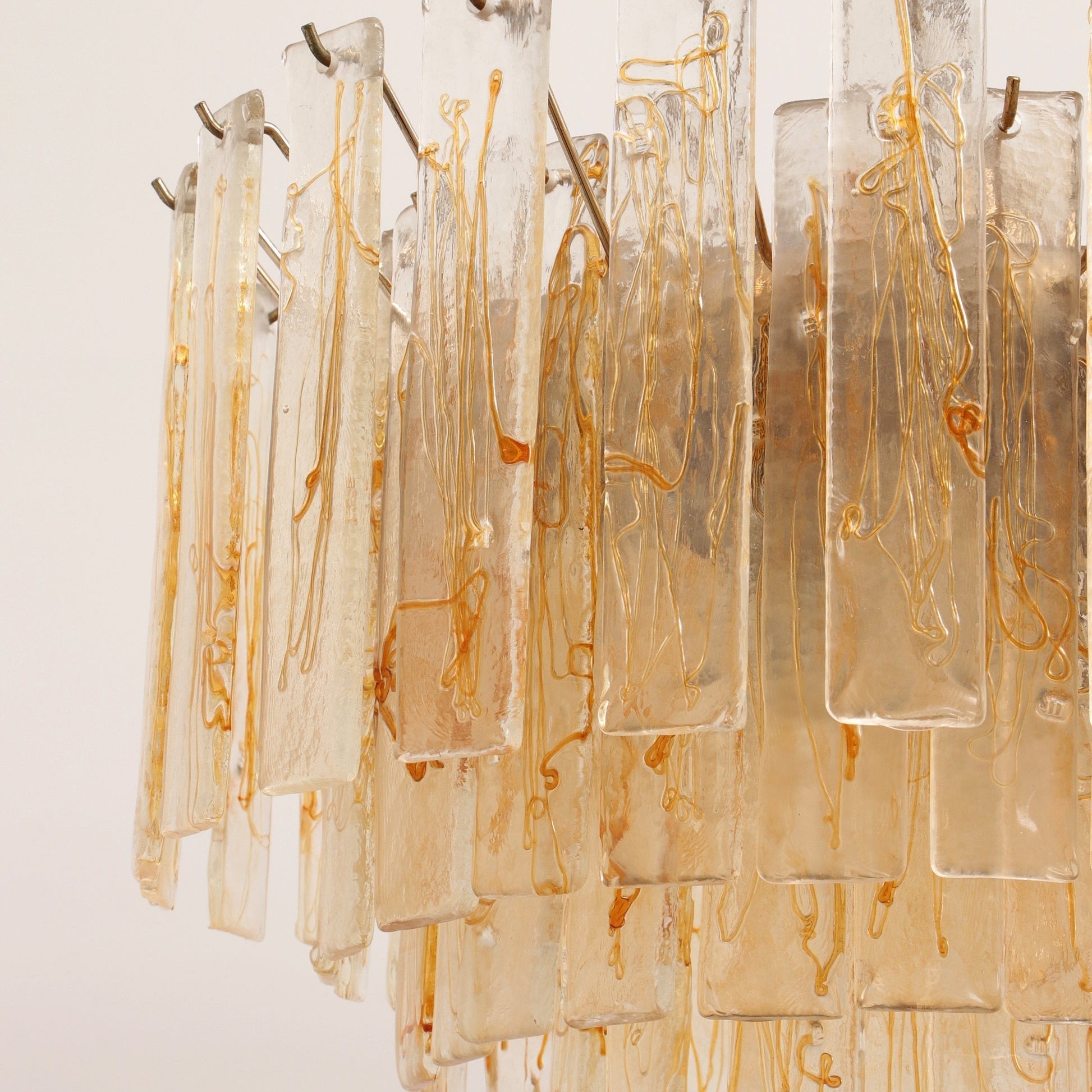 Aurora Chandelier Golden Amber Glass Layered Geometric Luxury - Blowlighting