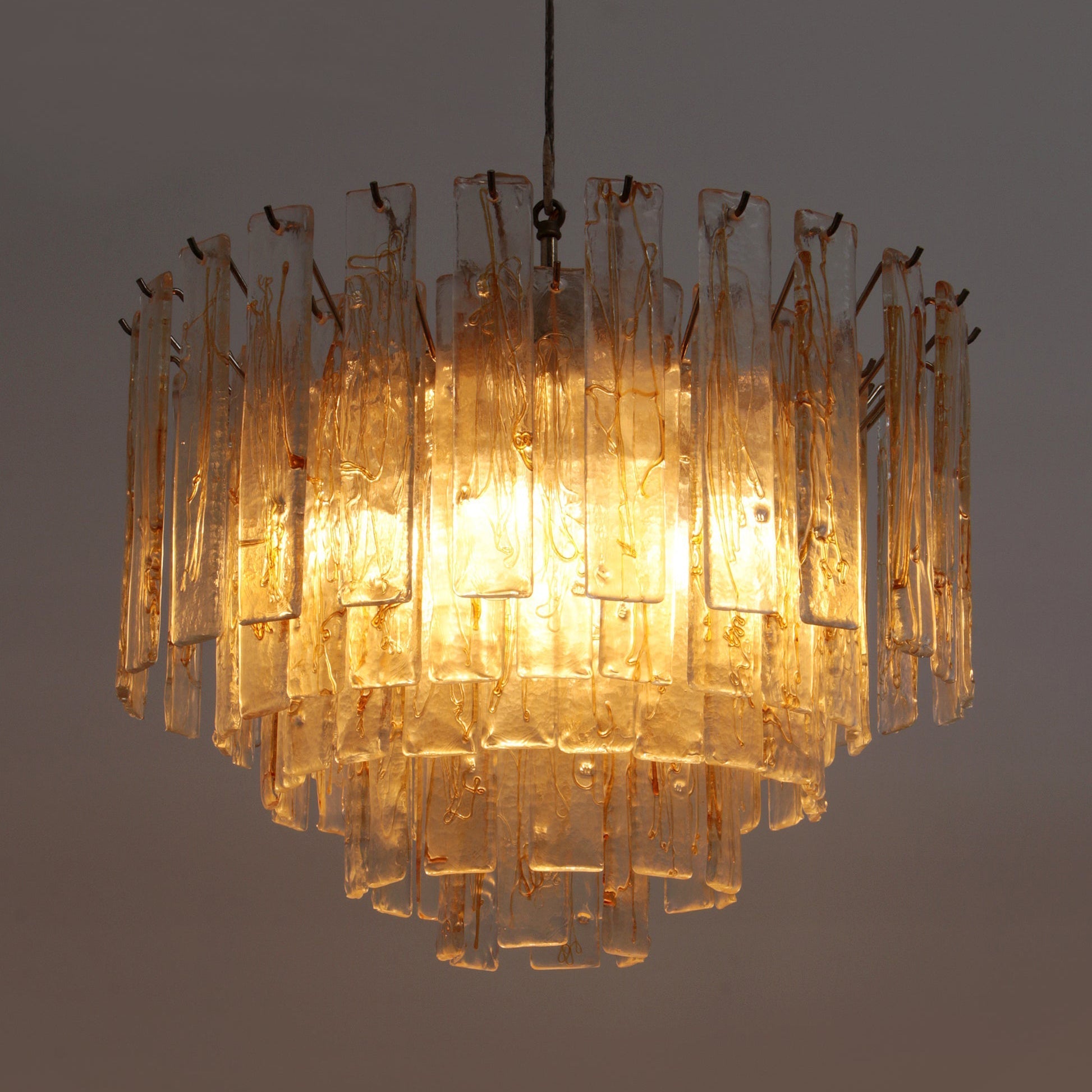 Aurora Chandelier Golden Amber Glass Layered Geometric Luxury - Blowlighting
