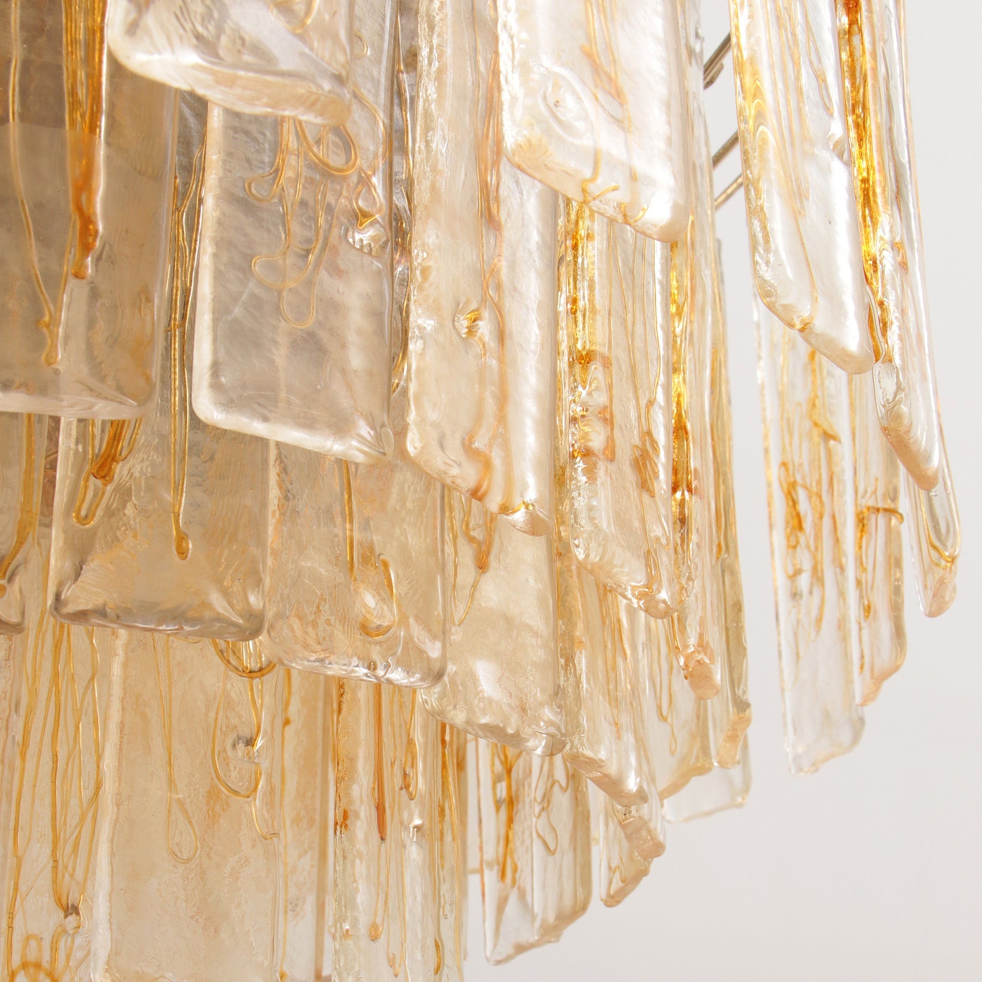 Aurora Chandelier Golden Amber Glass Layered Geometric Luxury - Blowlighting