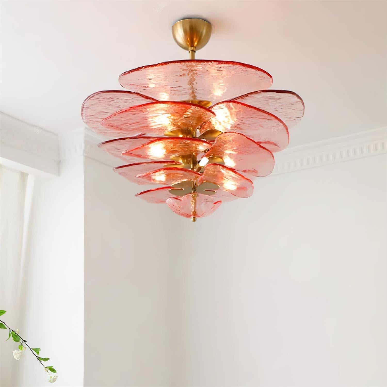 Aurora Chandelier Gold Murano Glass Petal Luxury - Blowlighting