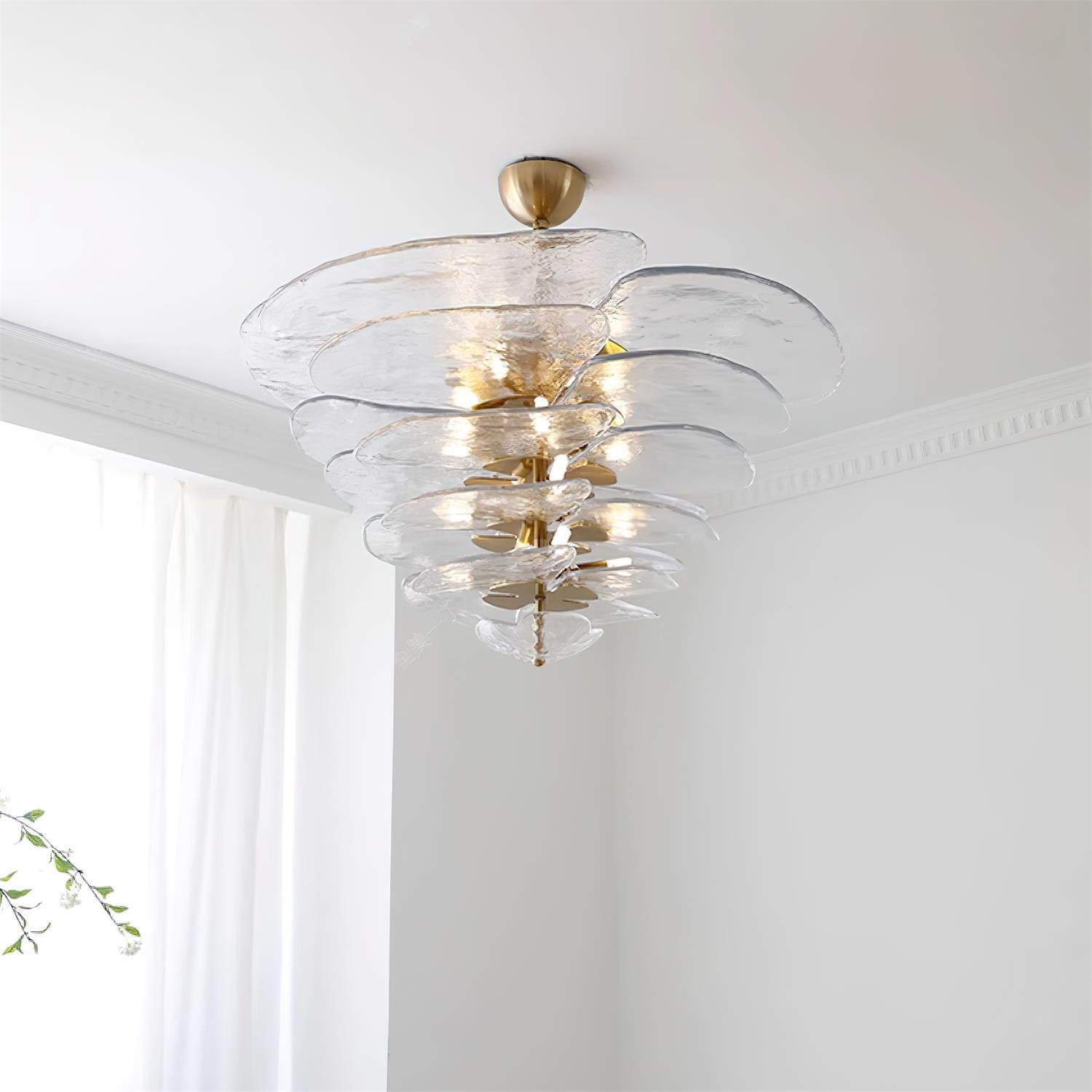 Aurora Chandelier Gold Murano Glass Petal Luxury - Blowlighting