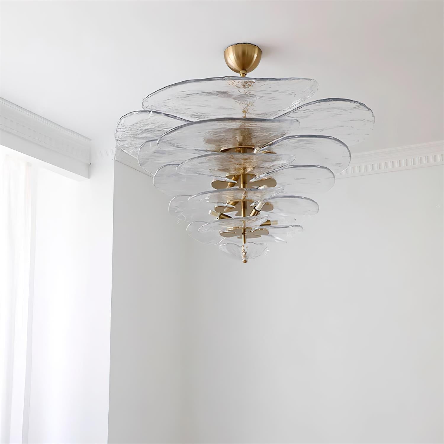 Aurora Chandelier Gold Murano Glass Petal Luxury - Blowlighting