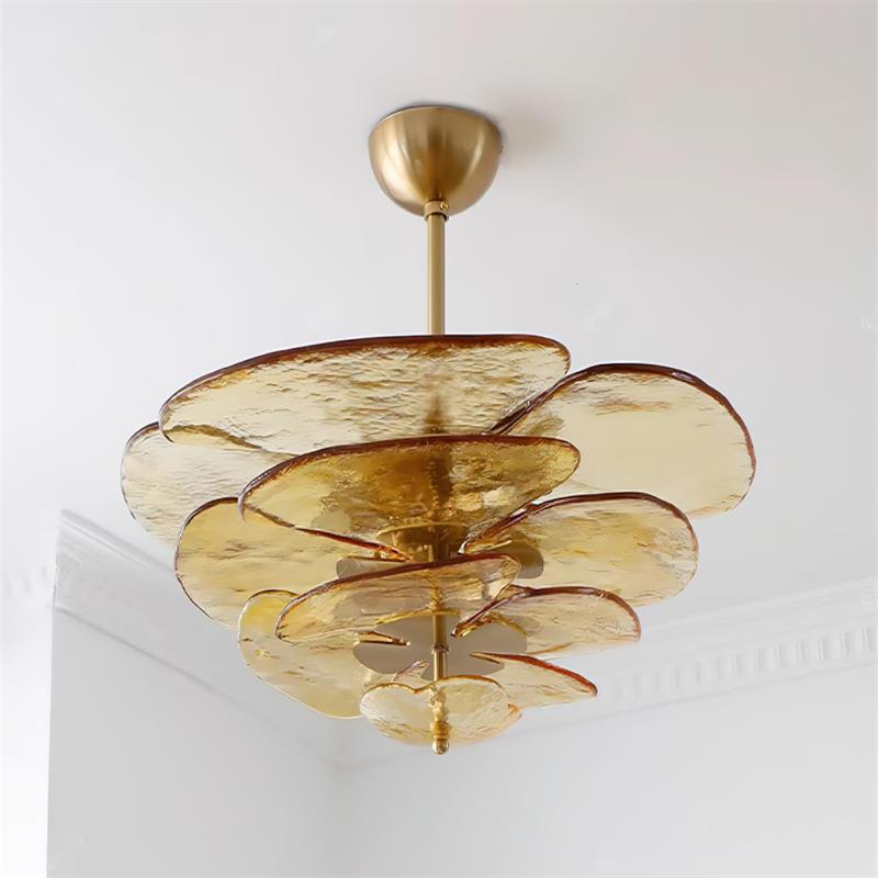 Aurora Chandelier Gold Murano Glass Petal Luxury - Blowlighting