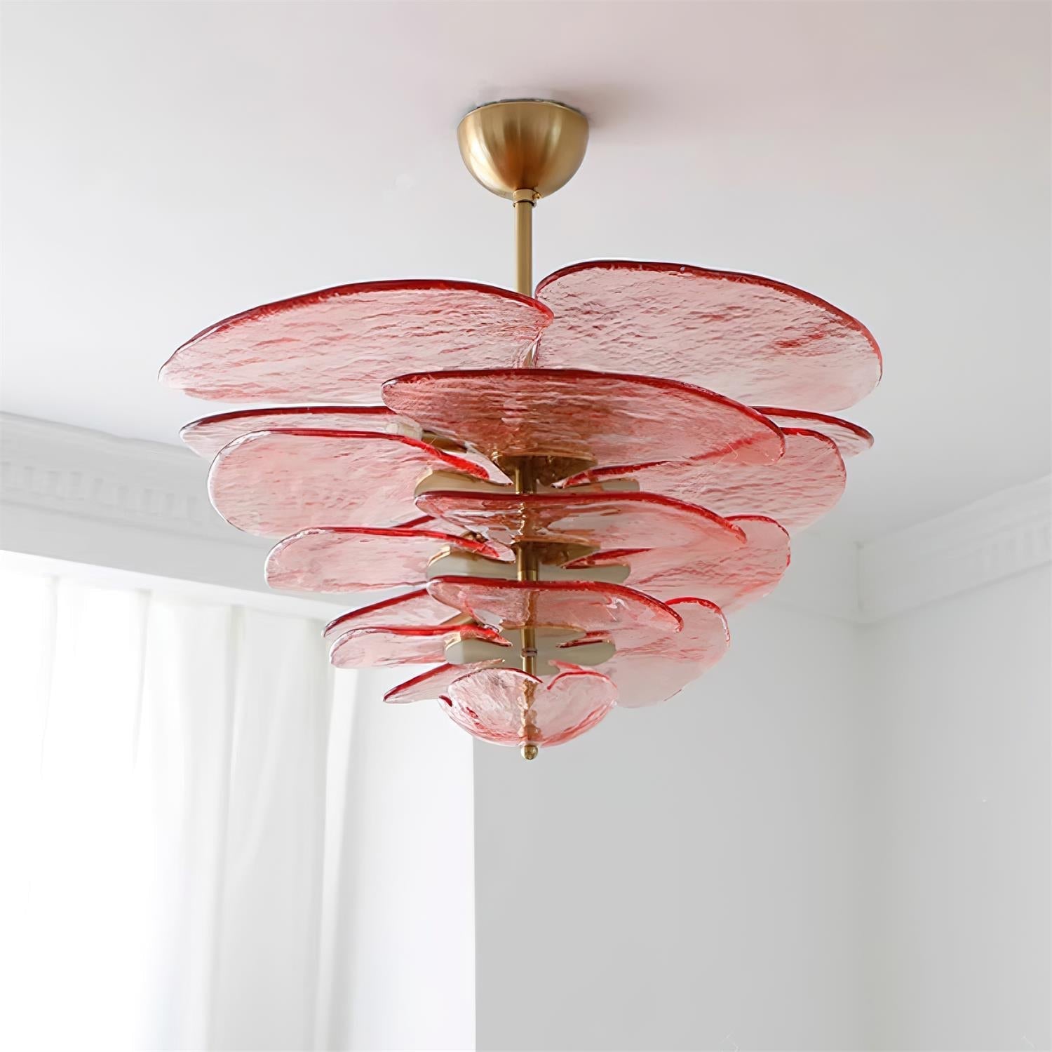Aurora Chandelier Gold Murano Glass Petal Luxury - Blowlighting