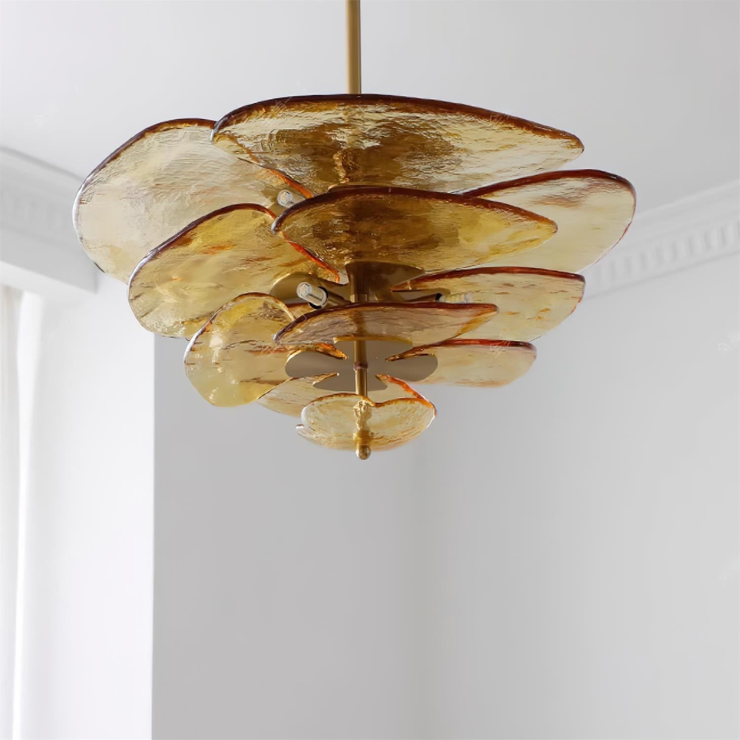 Aurora Chandelier Gold Murano Glass Petal Luxury - Blowlighting